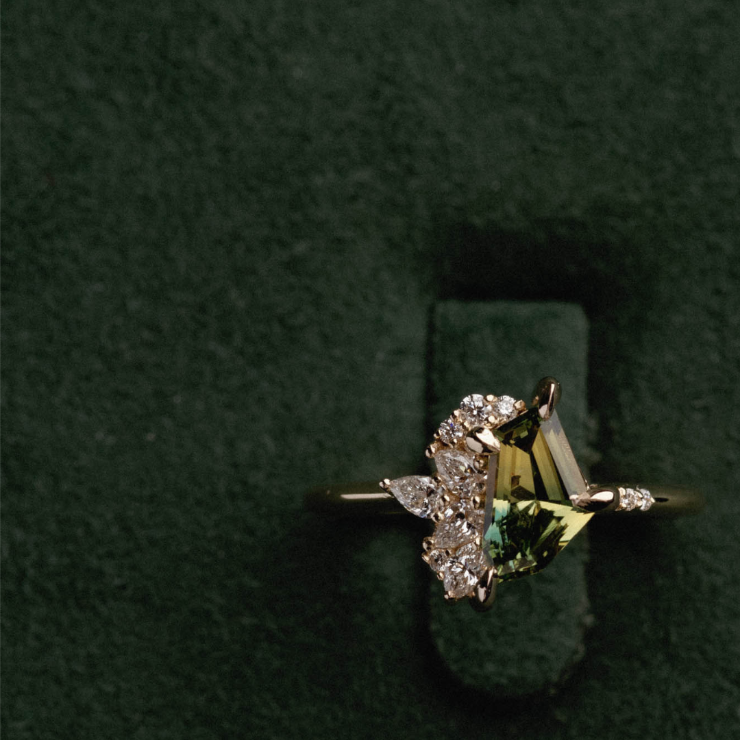 Irregular Cluster of Parti Sapphire & Diamond