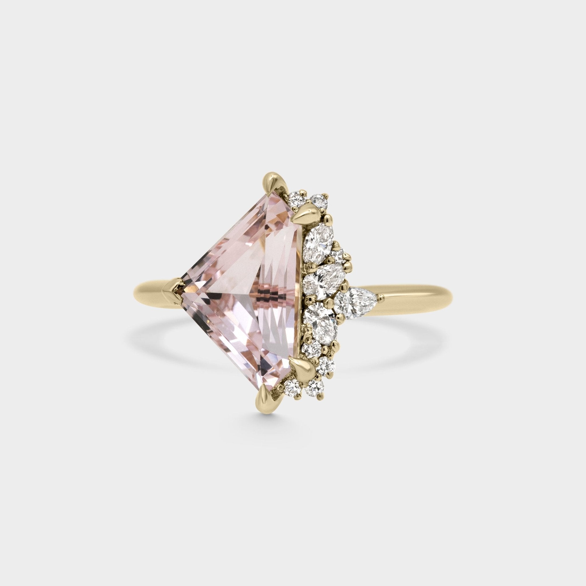 2.65ct Irregular Cluster of Morganite & Diamond - Laher -