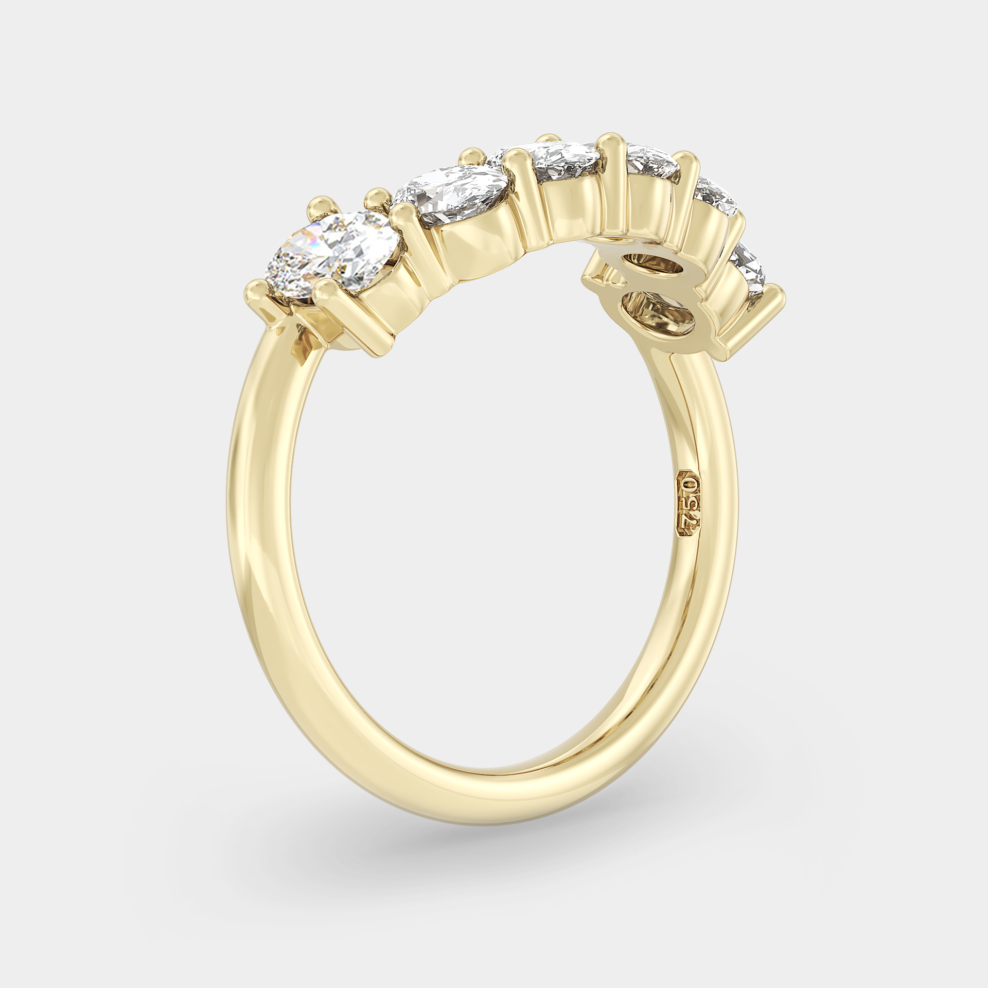 Half Eternity Crown Band of Oval Diamond