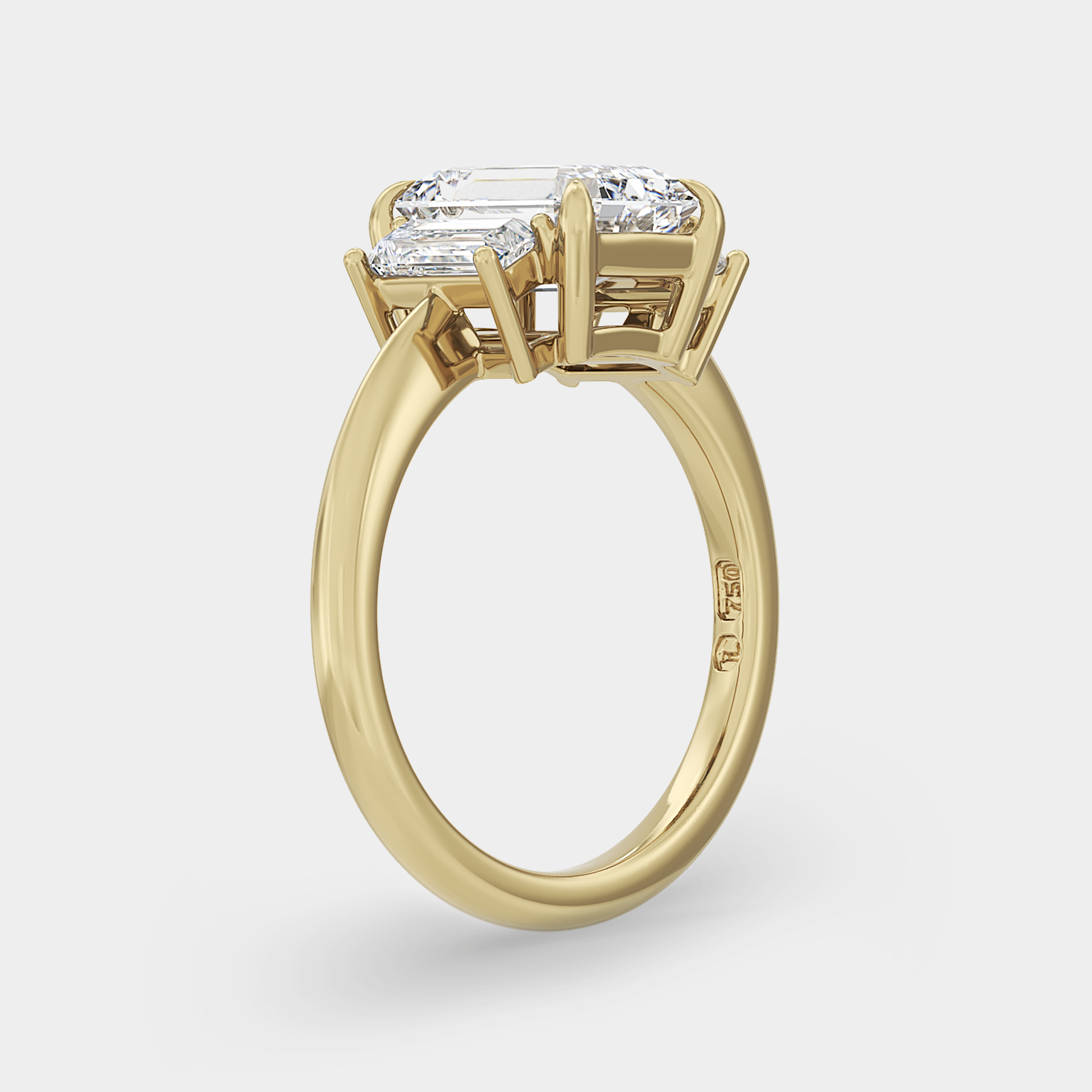 Three Stone of Emerald Diamond & Baguette