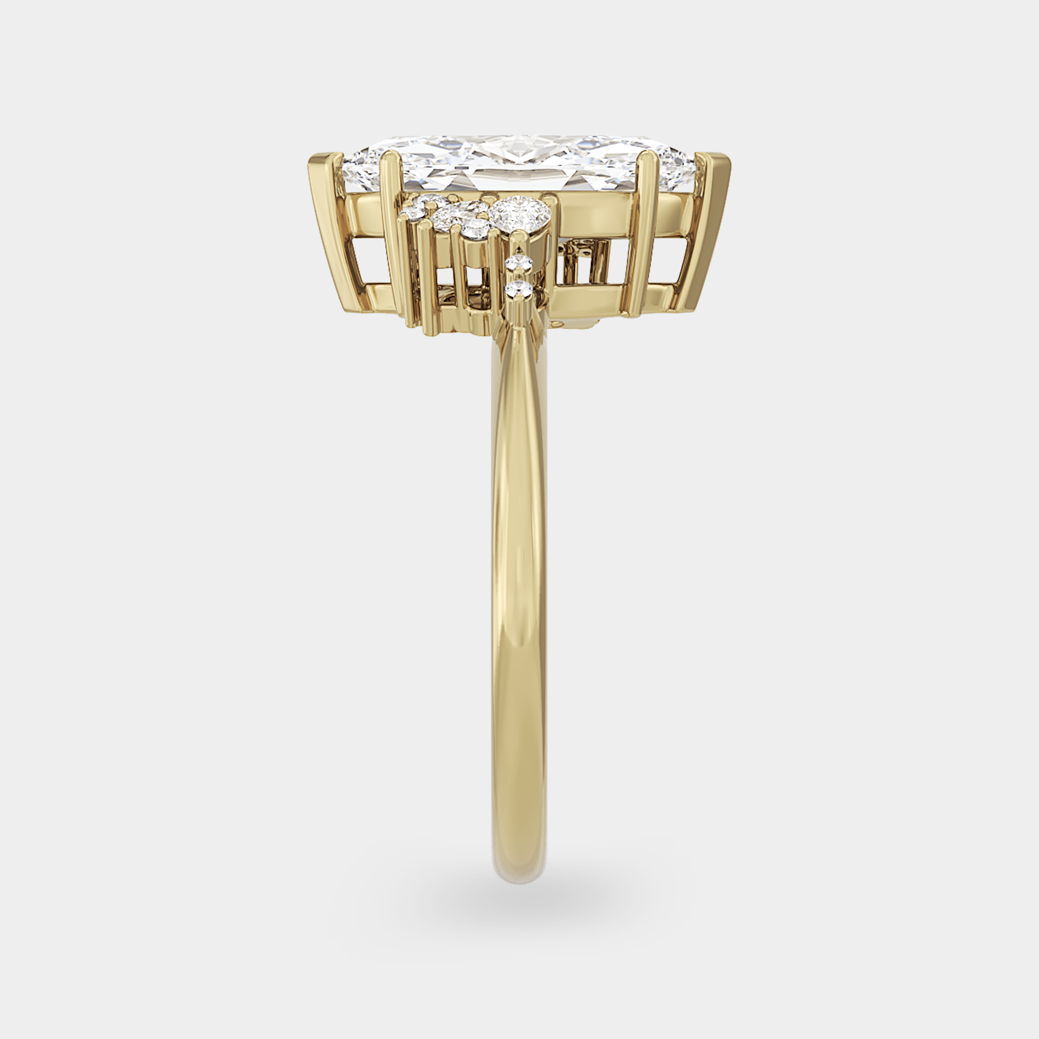 Asymmetrical Cluster of Lab Grown Marquise Diamond - Laher -