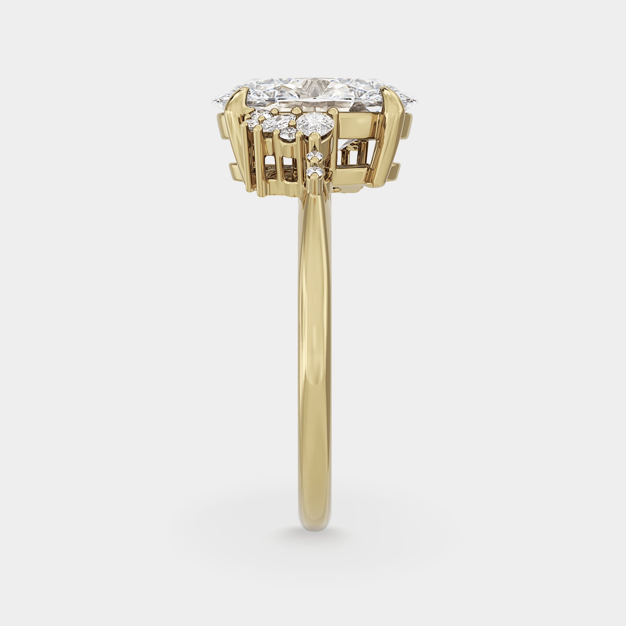 Asymmetrical Cluster of Lab Grown White Diamond - Laher -
