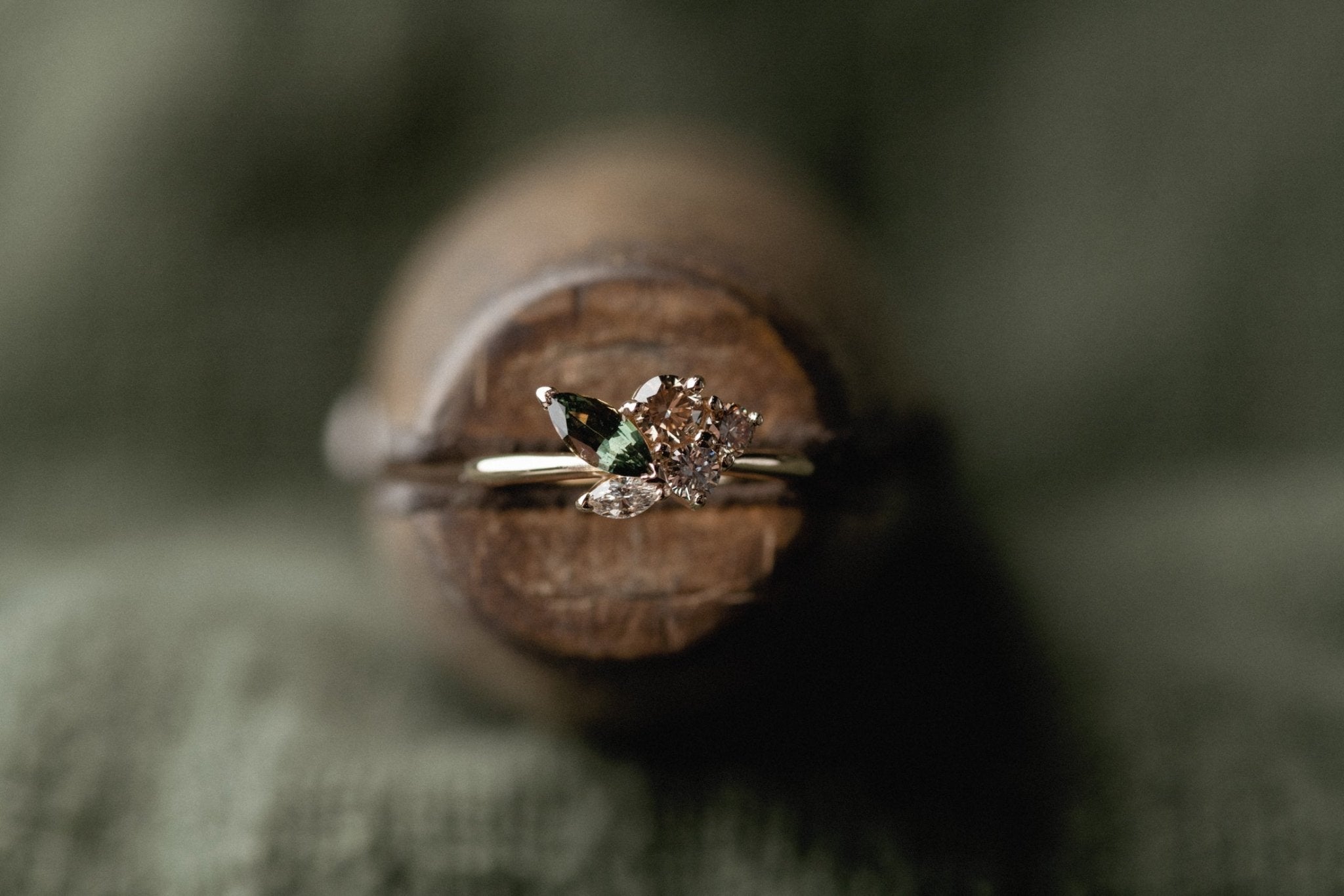 Five Stone Cluster of Sapphire & Diamond - Laher