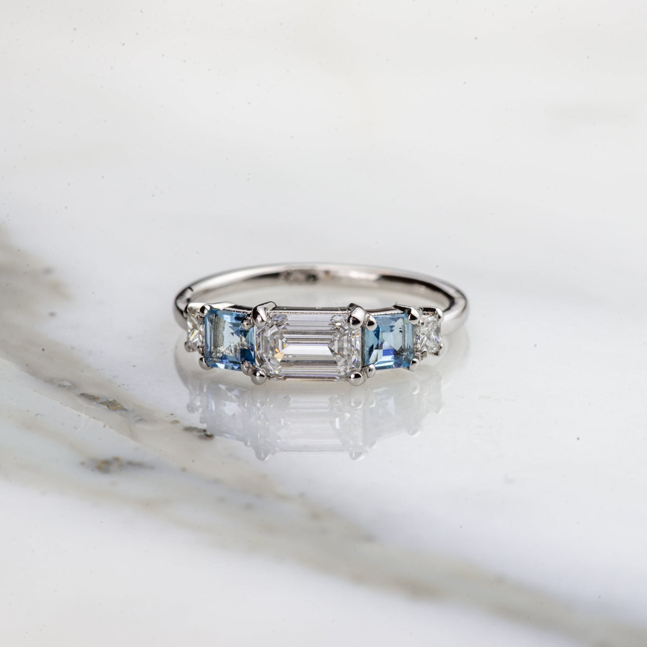 Five Stone of Aquamarine & Diamond - Laher