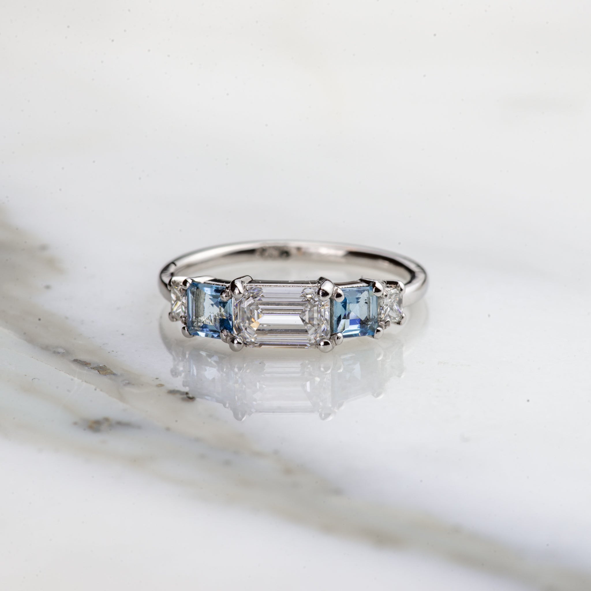 Five Stone of Aquamarine & Diamond - Laher
