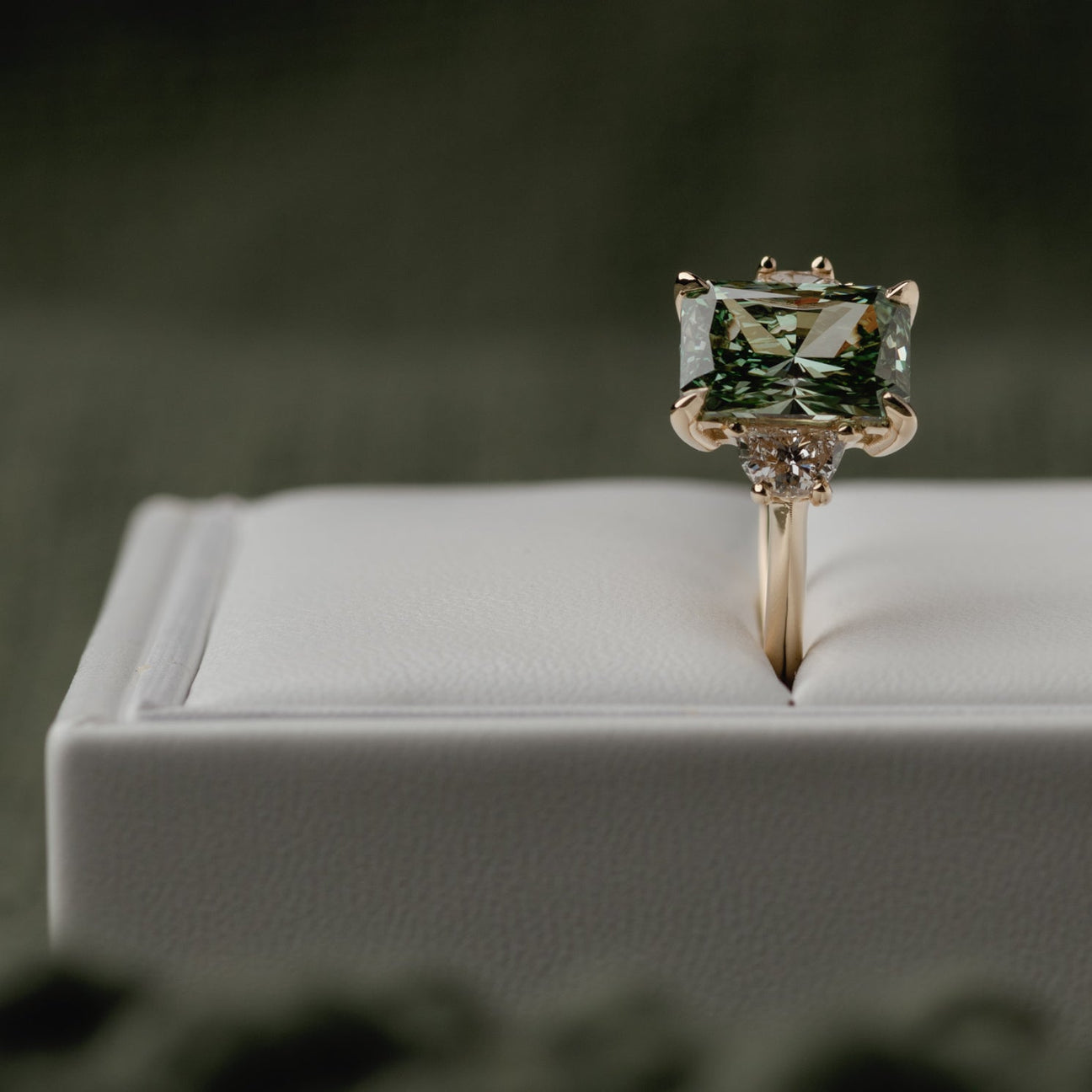 Three Stone of Green Lab Grown Diamond - Laher