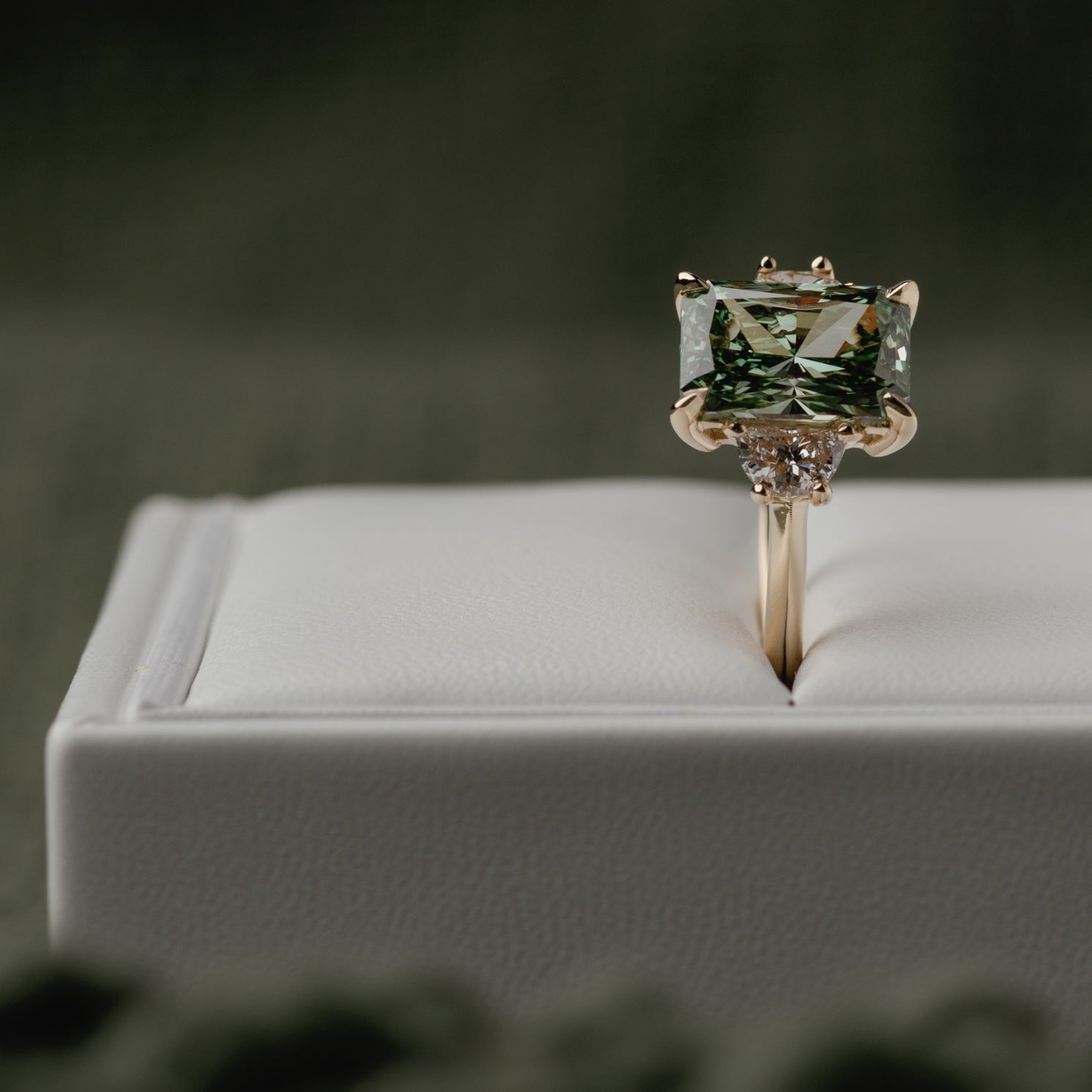 Three Stone of Green Lab Grown Diamond - Laher