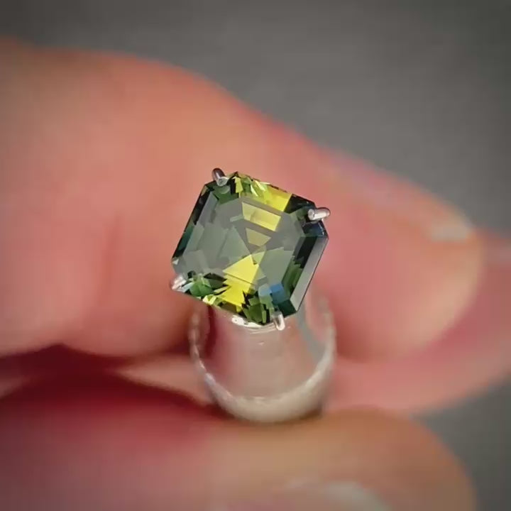 1.19ct Asscher Cut Green/Yellow Parti Sapphire