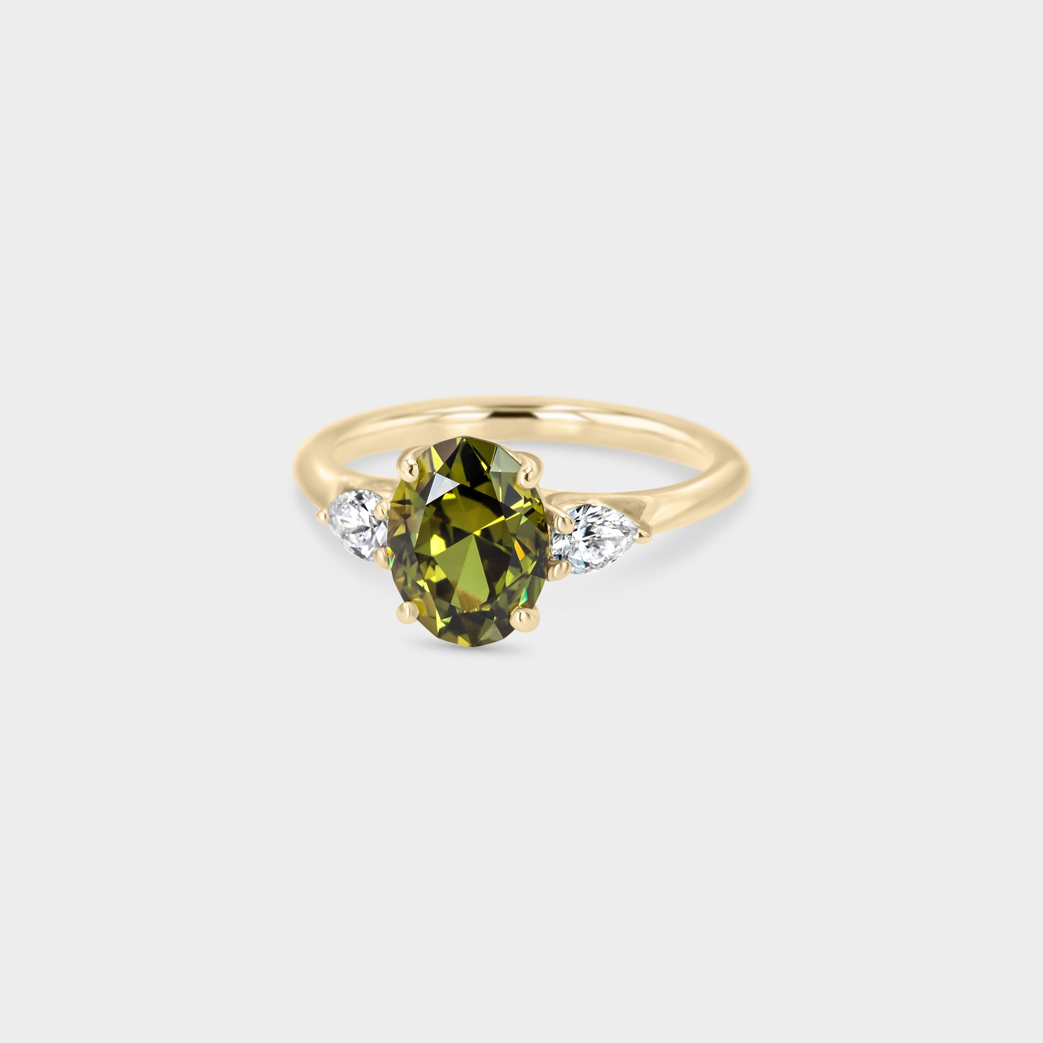 04⌇Trio of Green Sapphire & Pear Diamond - Laher -