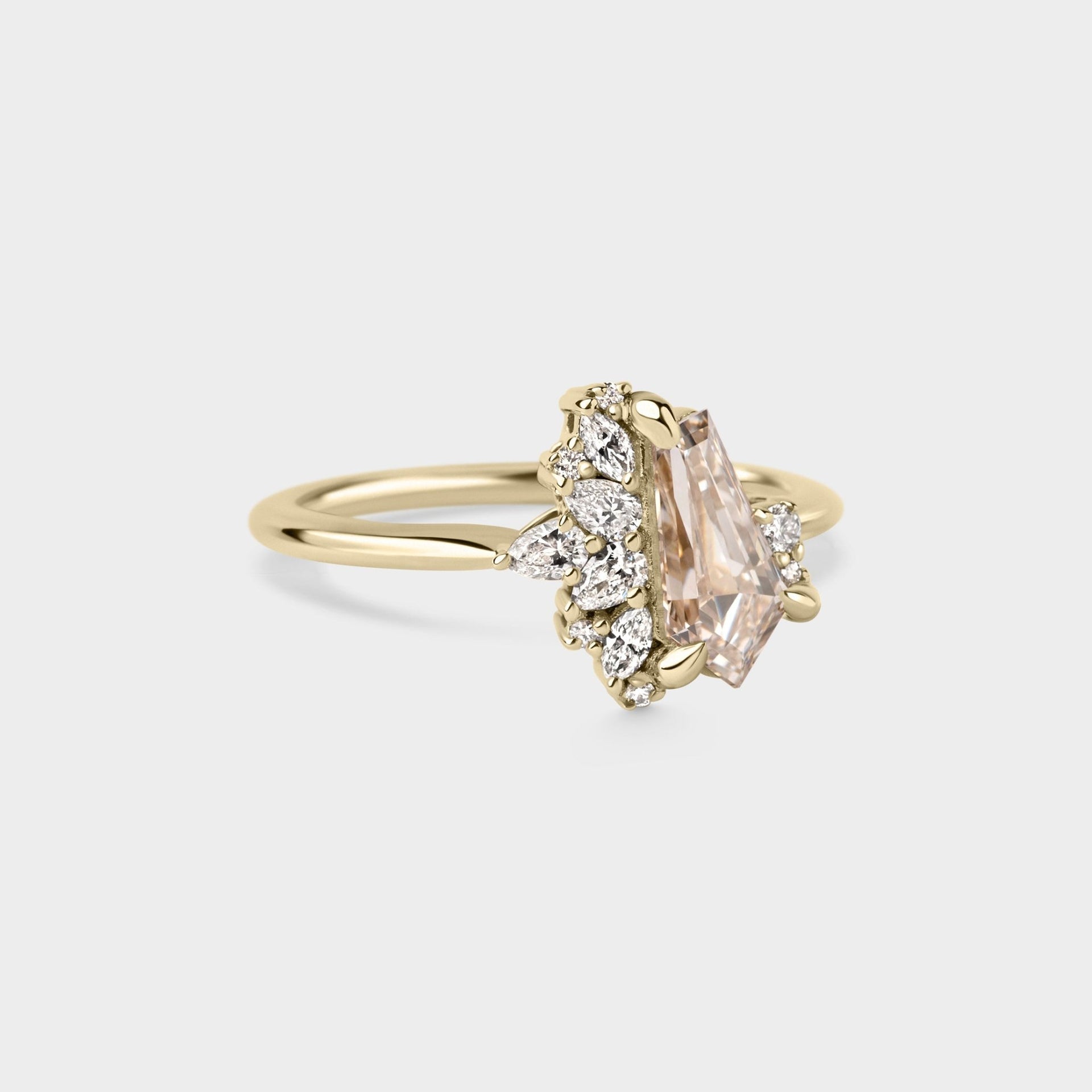 0.87ct Irregular Cluster of Champagne Lab Grown Diamond - Laher - 