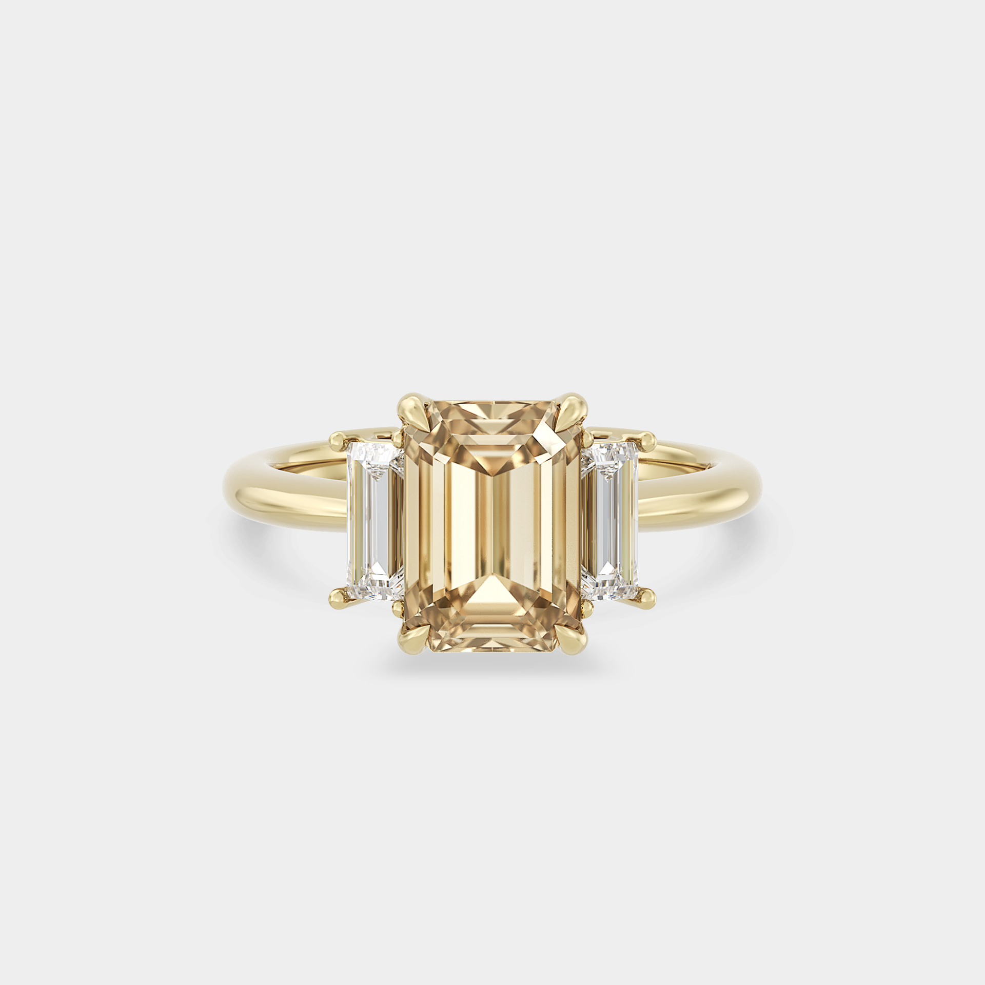 Three Stone of Lab Grown Yellow Emerald Diamond