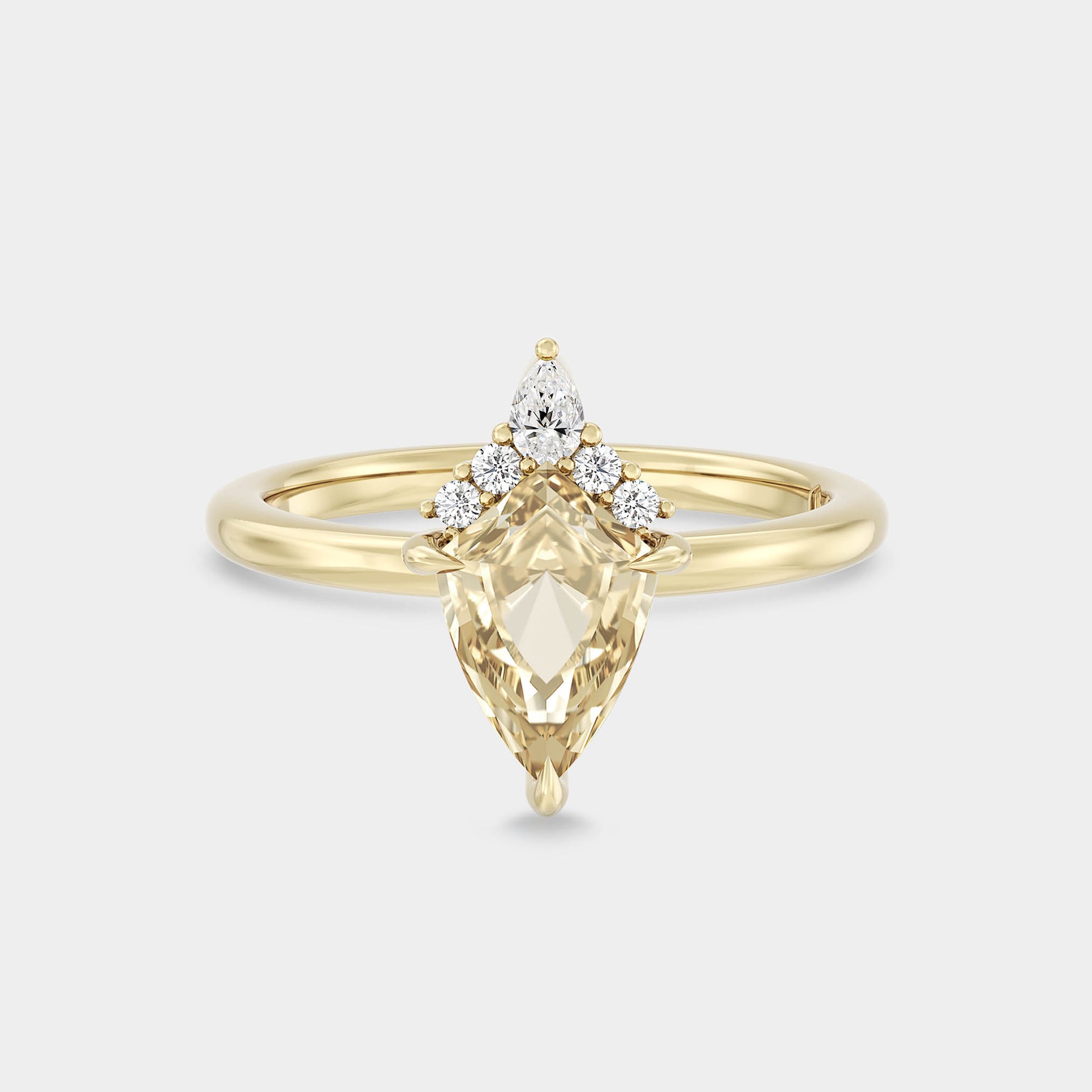 Cluster Crown of Shield Cut Lab Grown Yellow Diamond