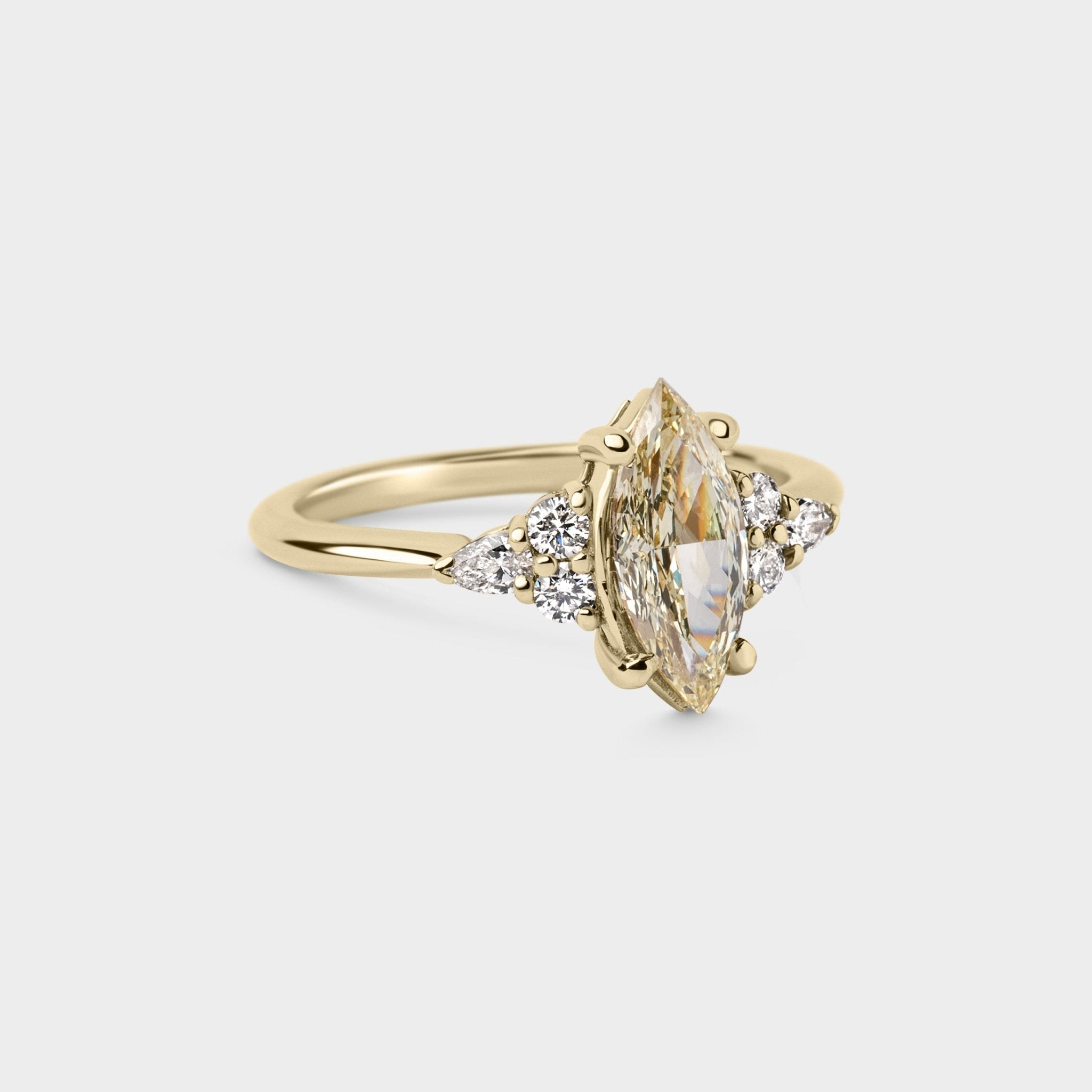 1.03ct Symmetrical Cluster of Warm Marquise Diamond - Laher - 