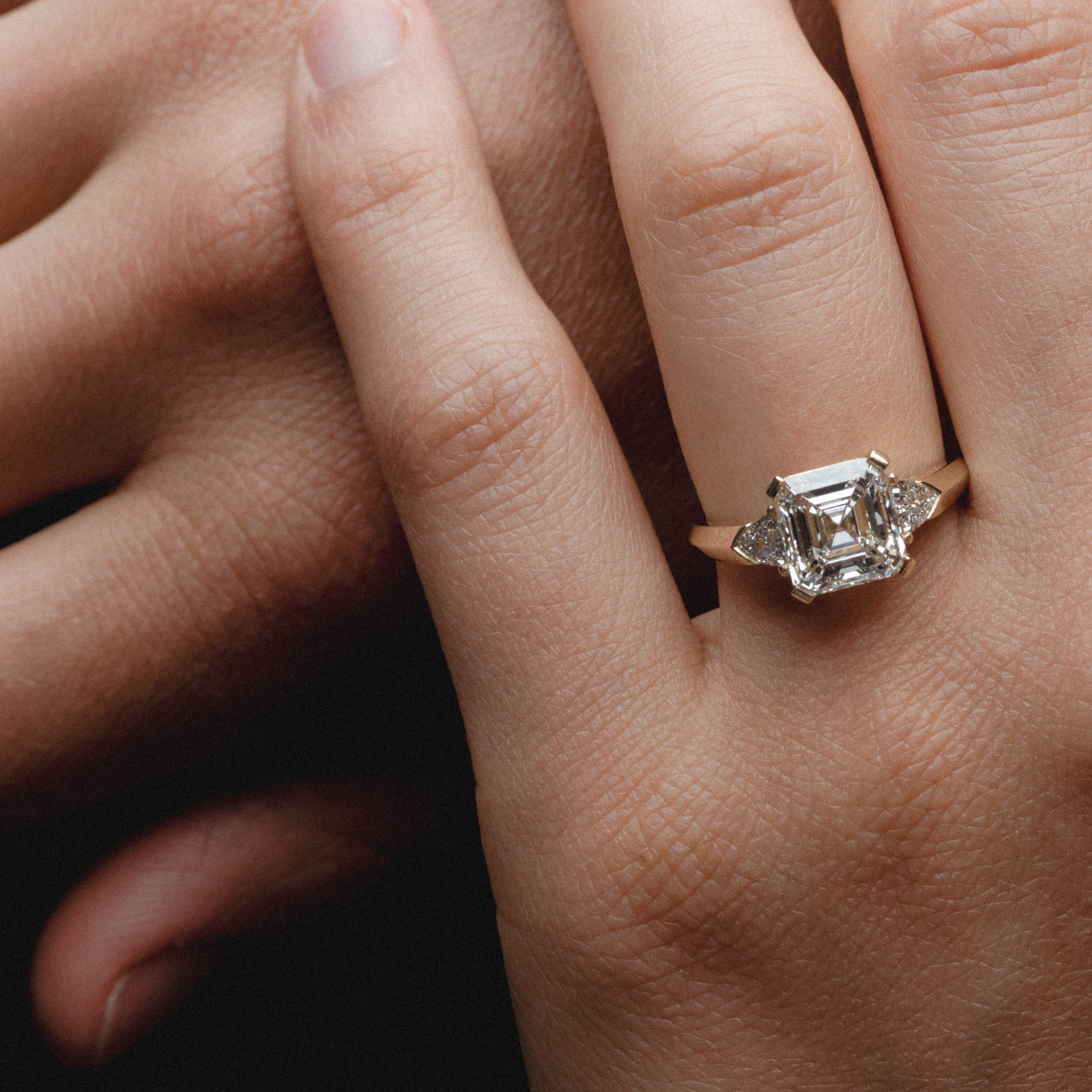 Three Stone of Asscher Cut Lab Grown Diamond & Trillion