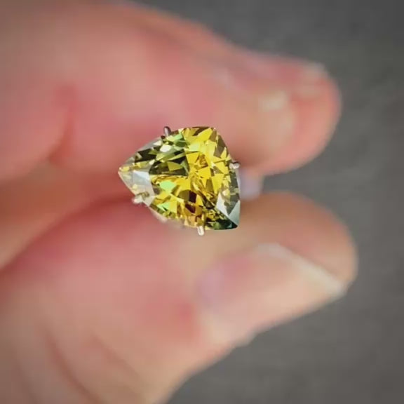 1.79ct Trillion Cut Green/Yellow Parti Sapphire