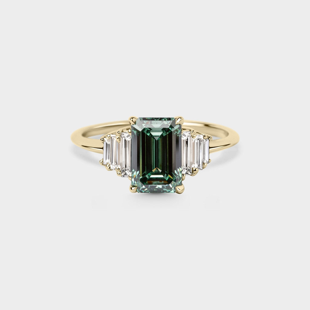 1.82ct Seven Stone of Teal - Green Emerald Cut Lab Grown Diamond - Laher - 