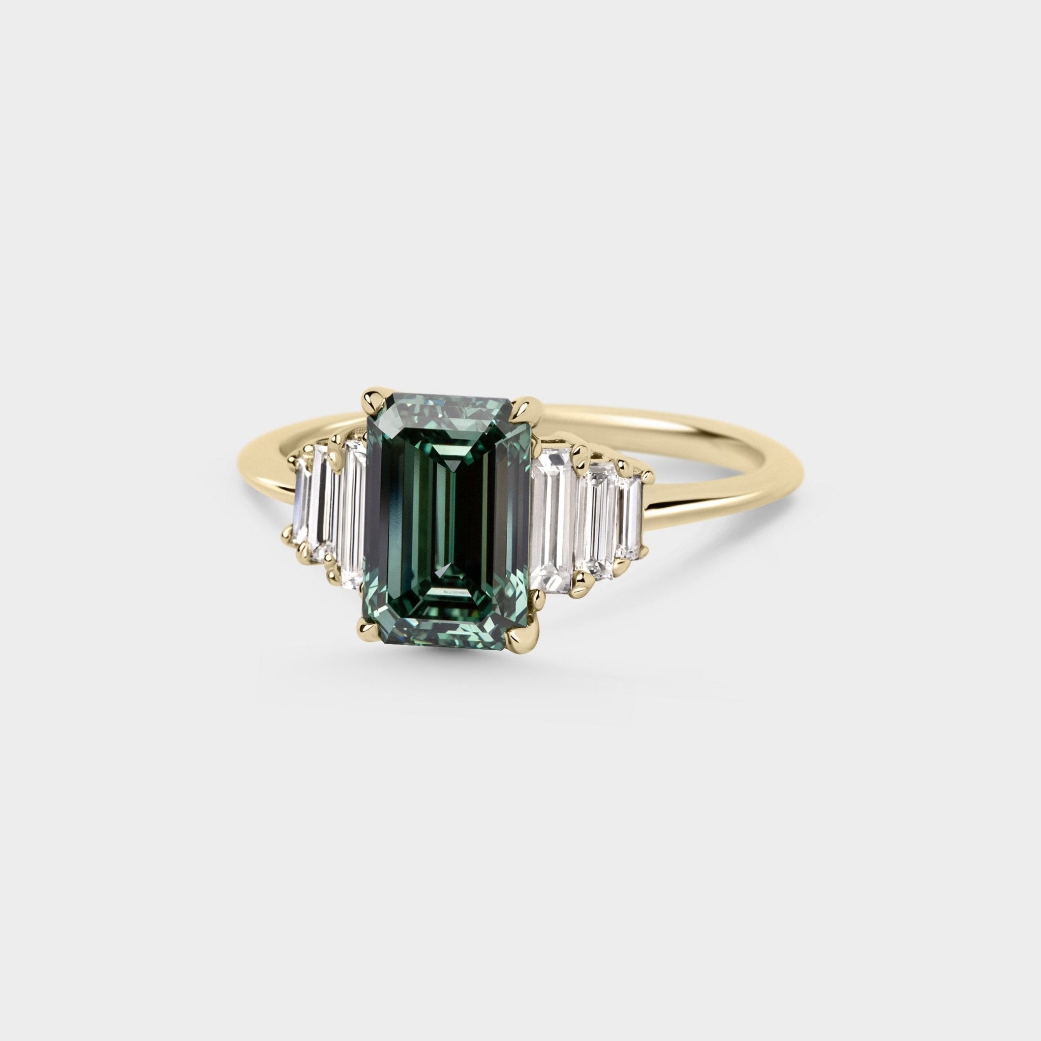 1.82ct Seven Stone of Teal - Green Emerald Cut Lab Grown Diamond - Laher - 