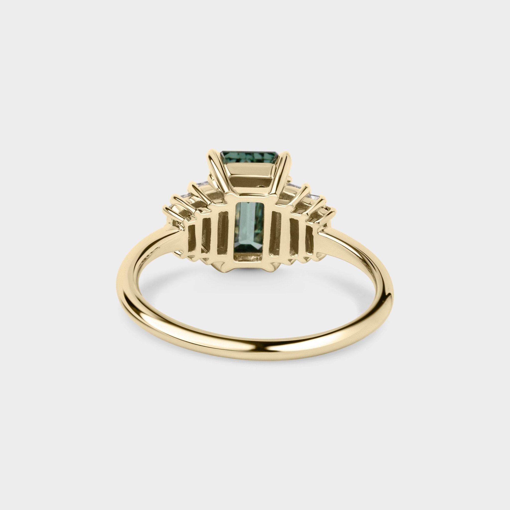 1.82ct Seven Stone of Teal - Green Emerald Cut Lab Grown Diamond - Laher - 