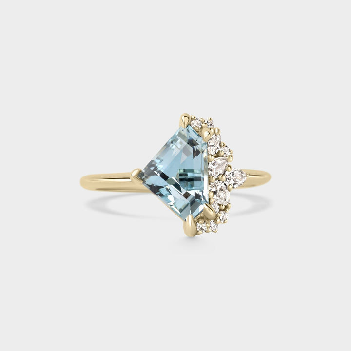 1.99ct Irregular Cluster of Aquamarine & Diamond - Laher - 