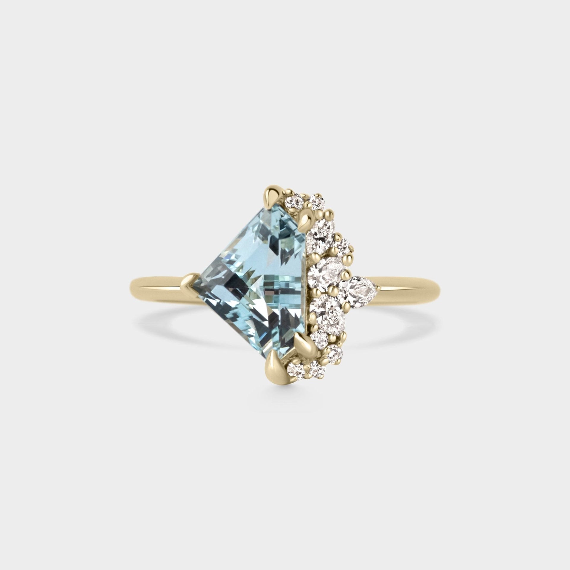 1.99ct Irregular Cluster of Aquamarine & Diamond - Laher - 