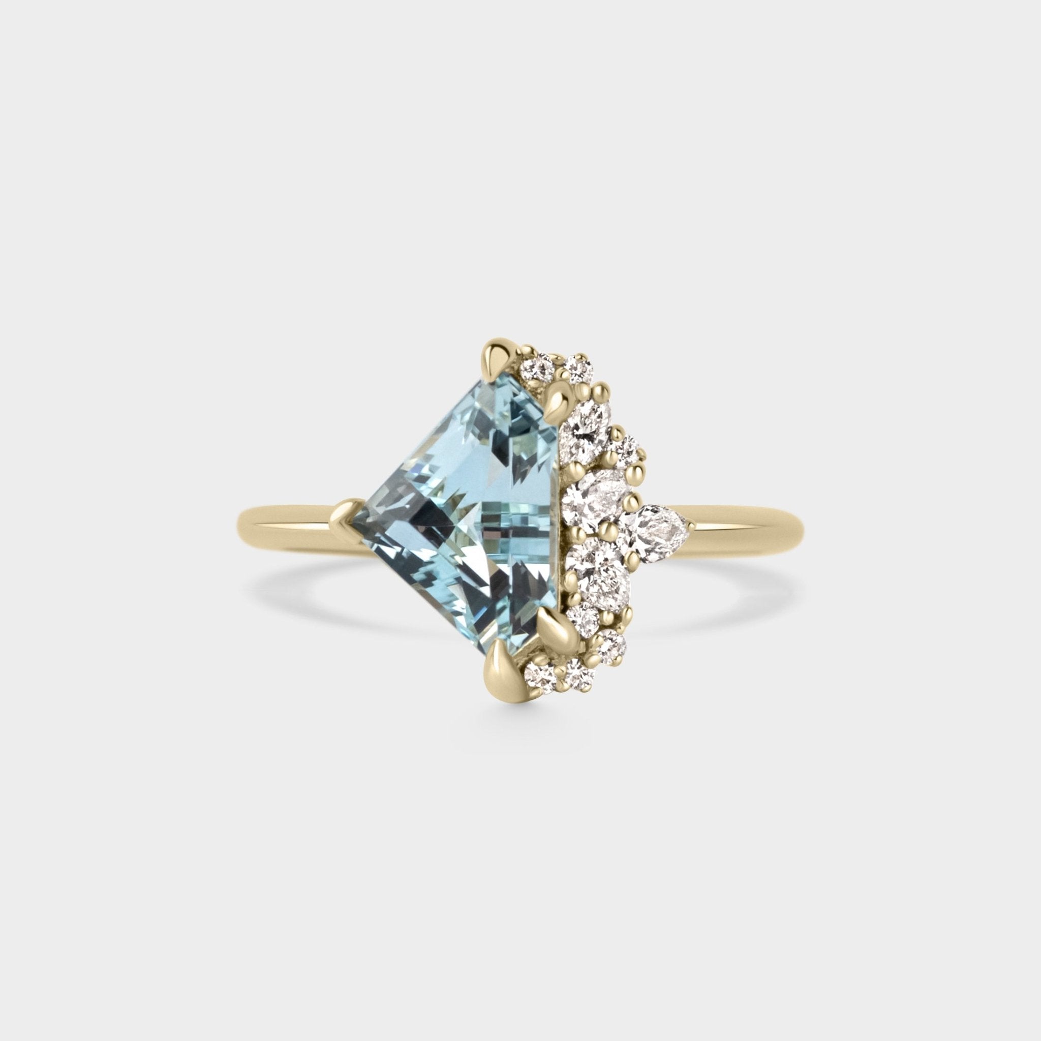1.99ct Irregular Cluster of Aquamarine & Diamond - Laher - 