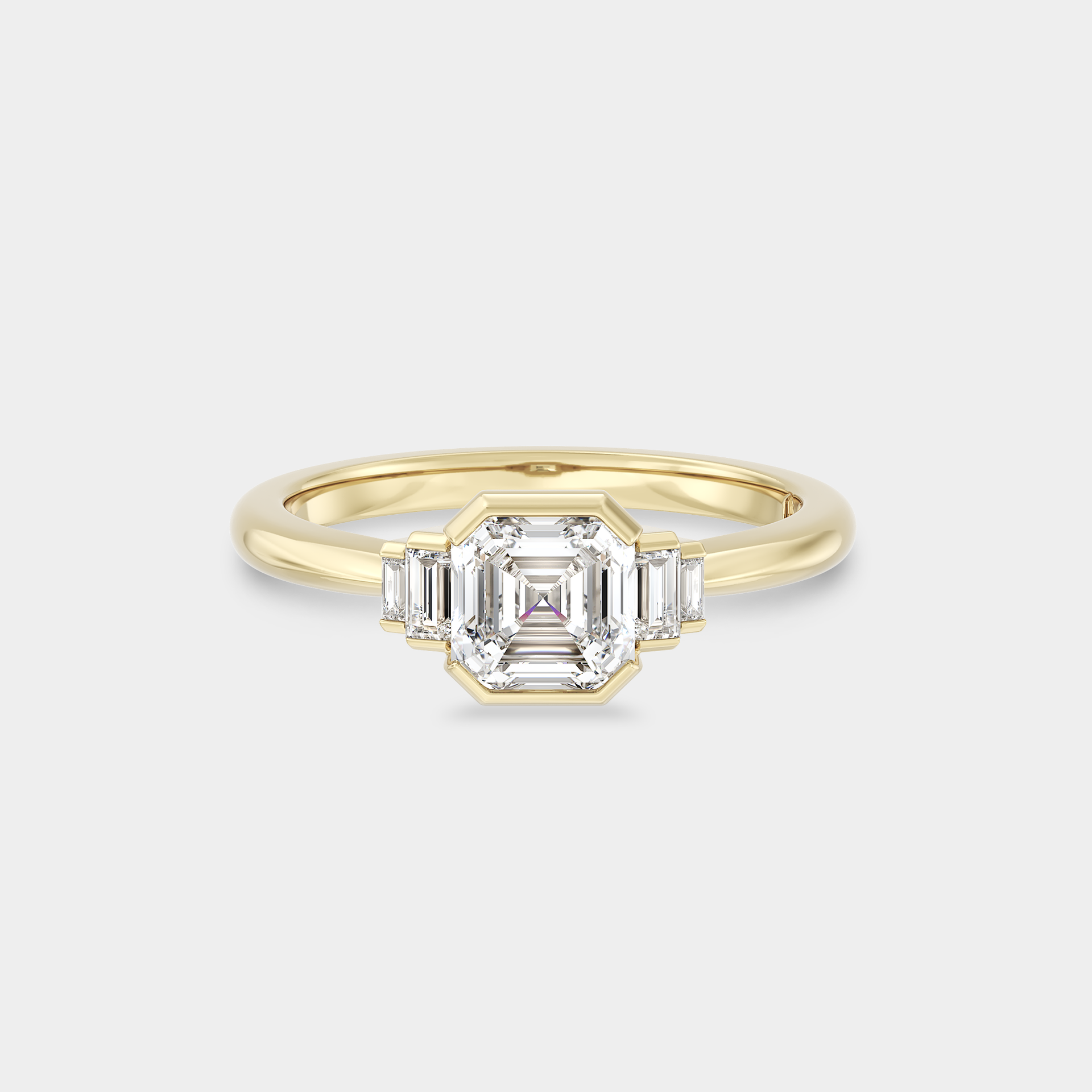 Five Stone of Asscher Cut Lab Grown Diamond & Baguette