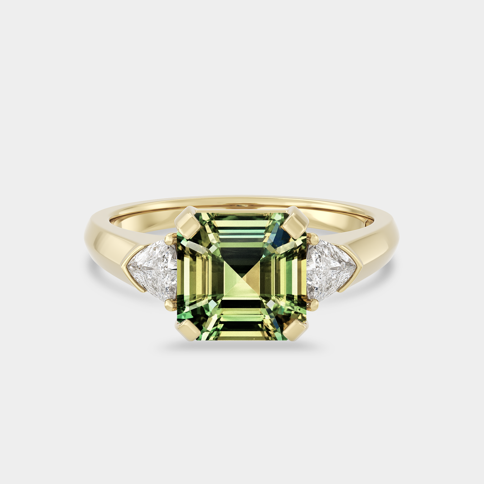 Three Stone of Asscher/Emerald & Trillion