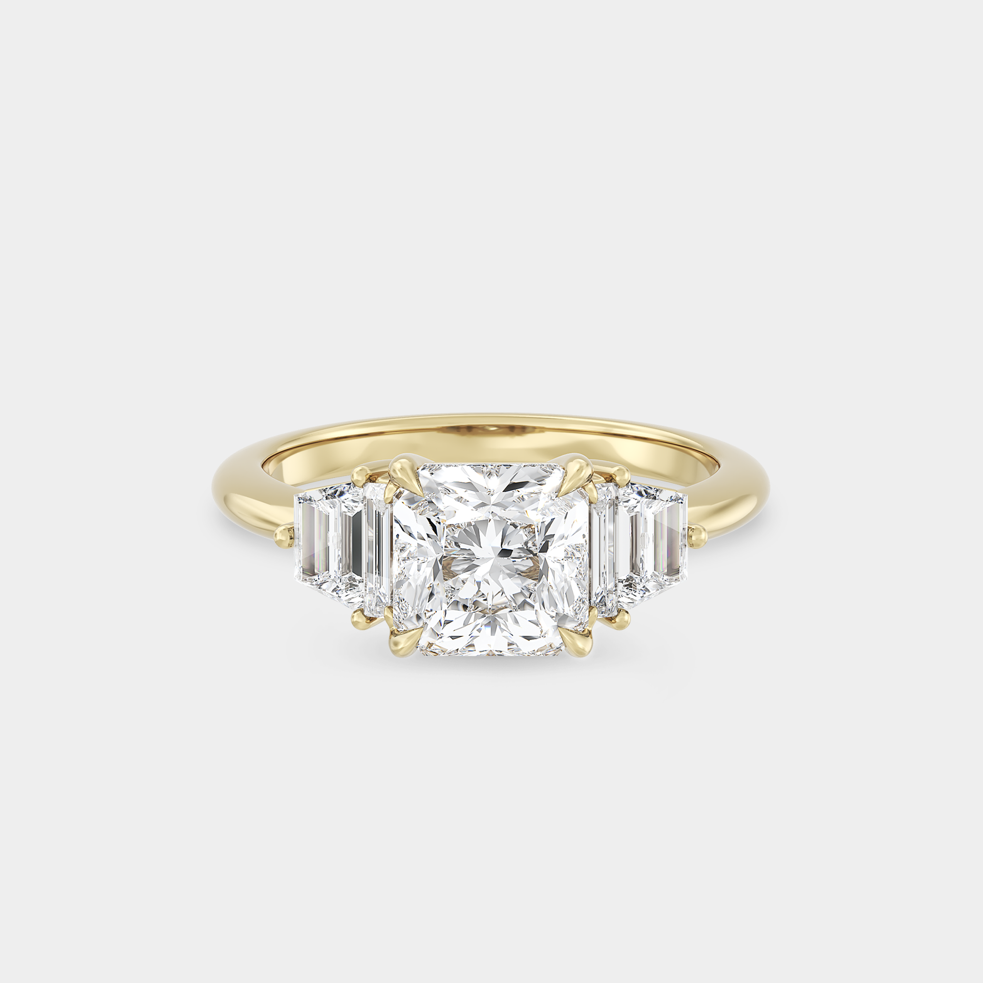 Five Stone of Square Radiant Cut Lab Grown Diamond, Trapezoid & Baguette