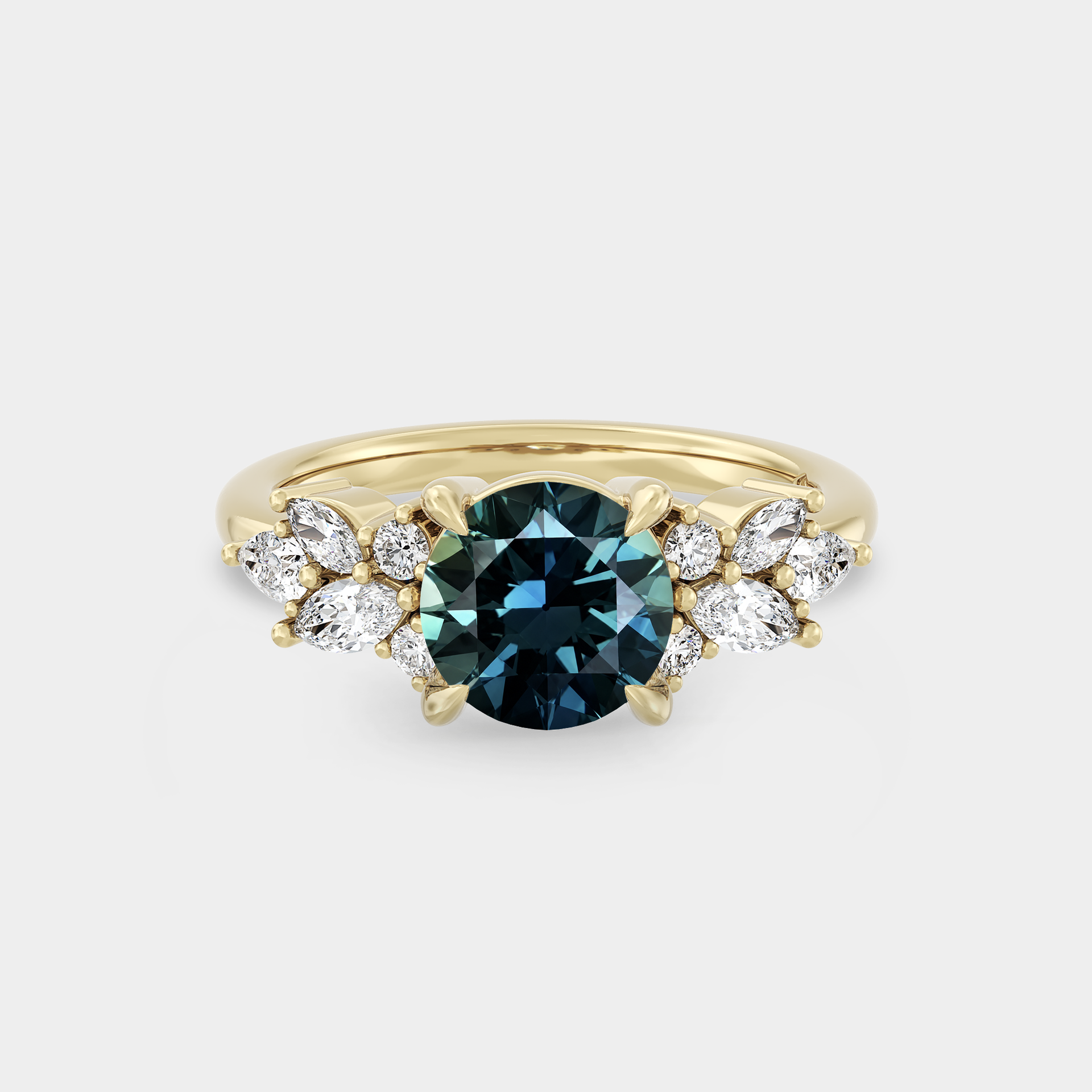 Symmetrical Cluster of Round Sapphire & Diamond
