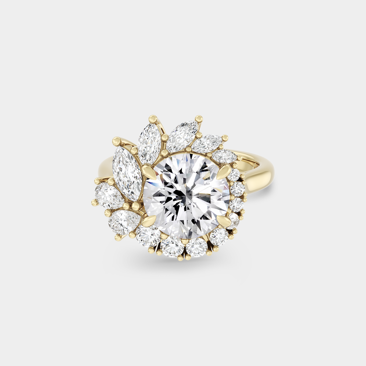 Floral Halo of Round, Marquise & Pear