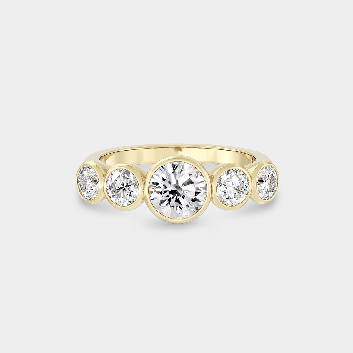 Five Stone of Lab Round Brilliant Cut, Bezel Set