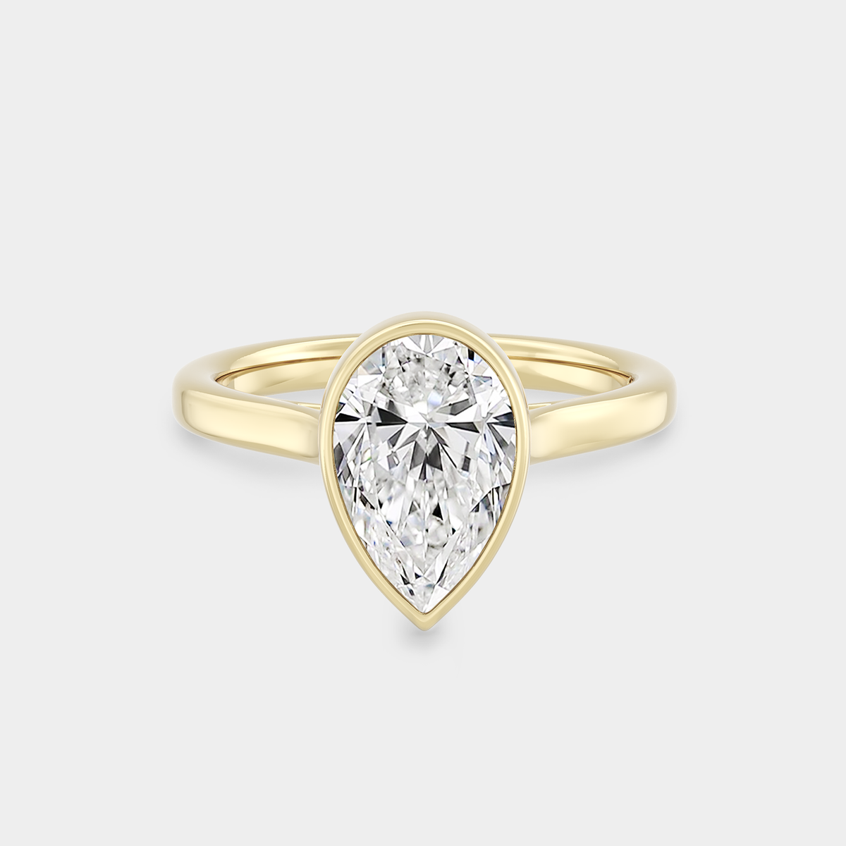 North-South Solitaire Bezel of Pear, Cathedral Set