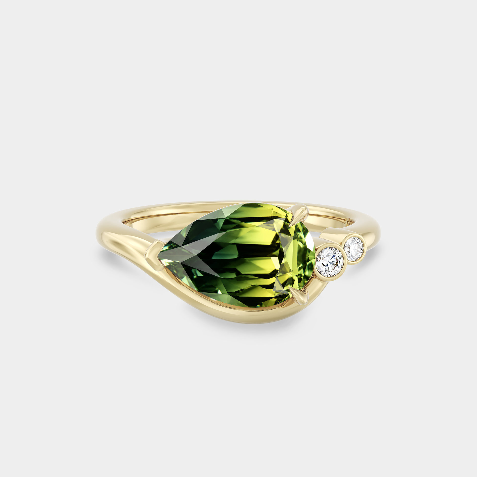East West Pear Sapphire w/ Micro Cluster Bezel