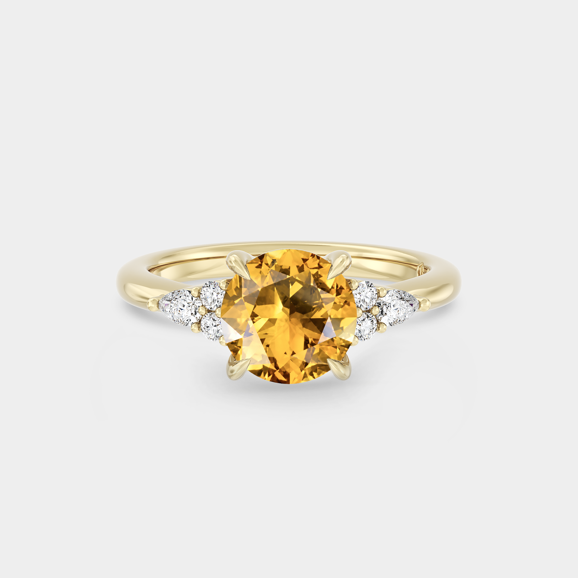 Symmetrical Cluster of Round Sapphire & Pear Diamond