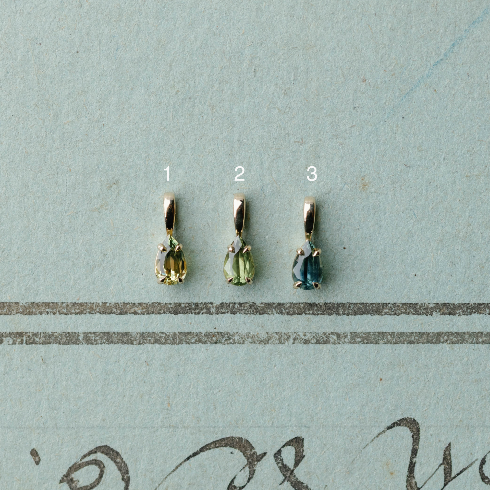 Small Pear Parti Sapphire Pendant