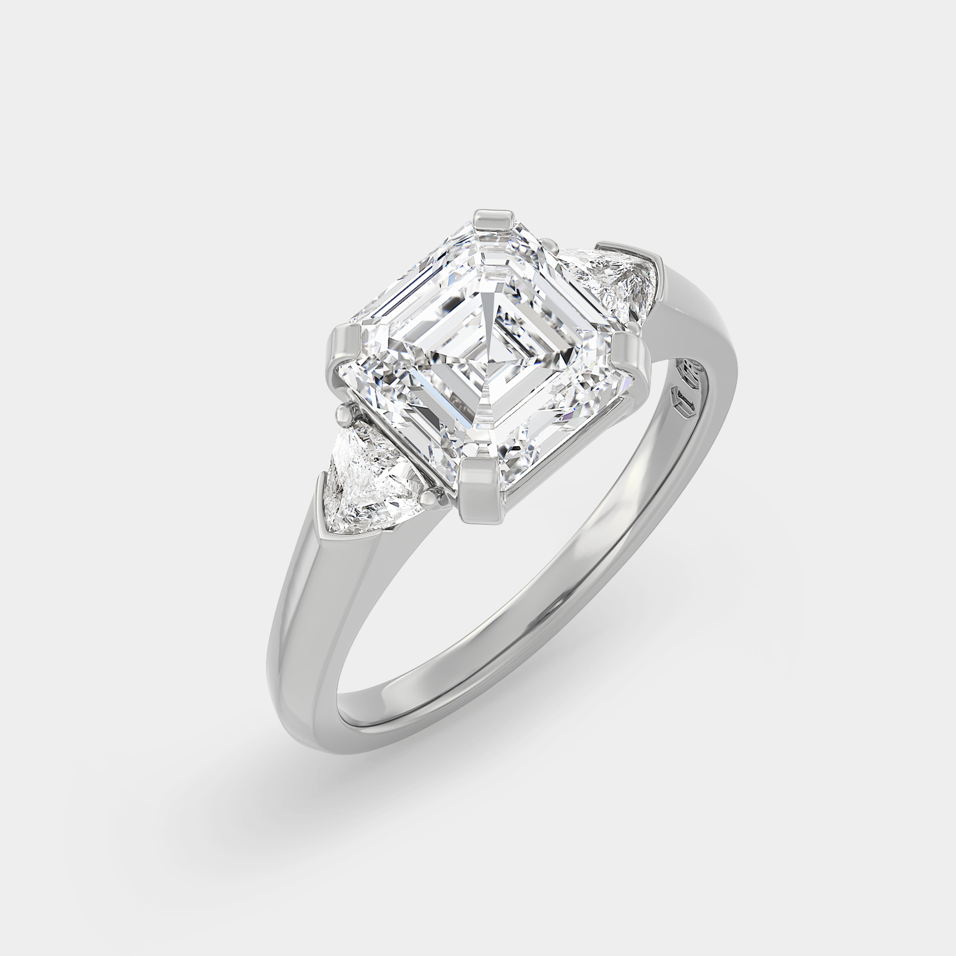 Three Stone of Asscher Cut Lab Grown Diamond & Trillion