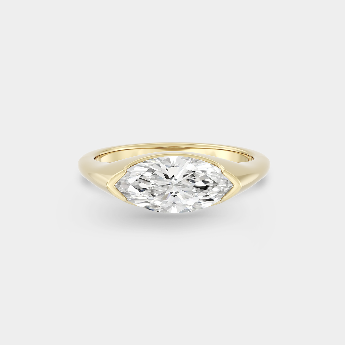 East West Marquise, Quarter Bezel Solid Form