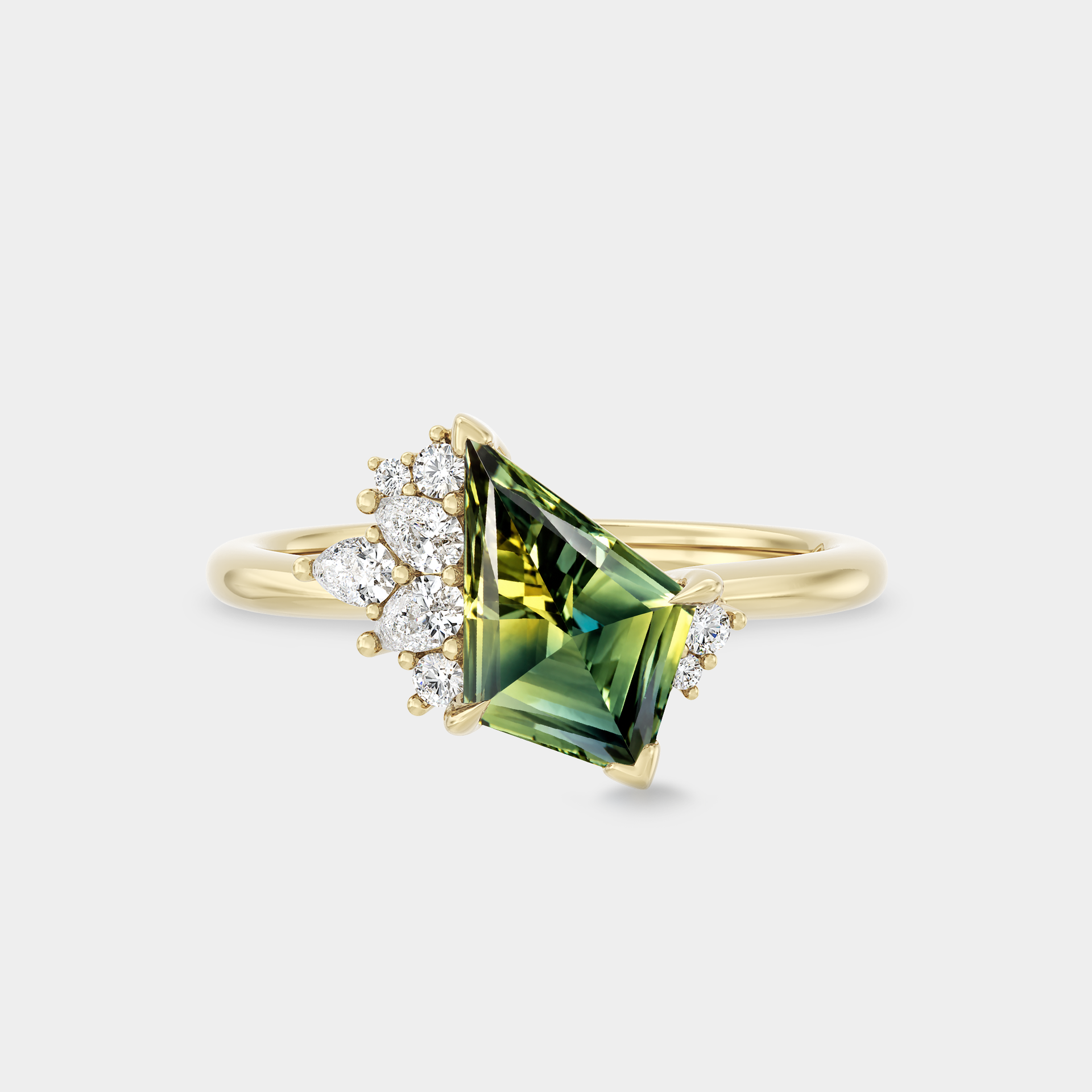 Asymmetrical Cluster of Kite Sapphire & Diamond