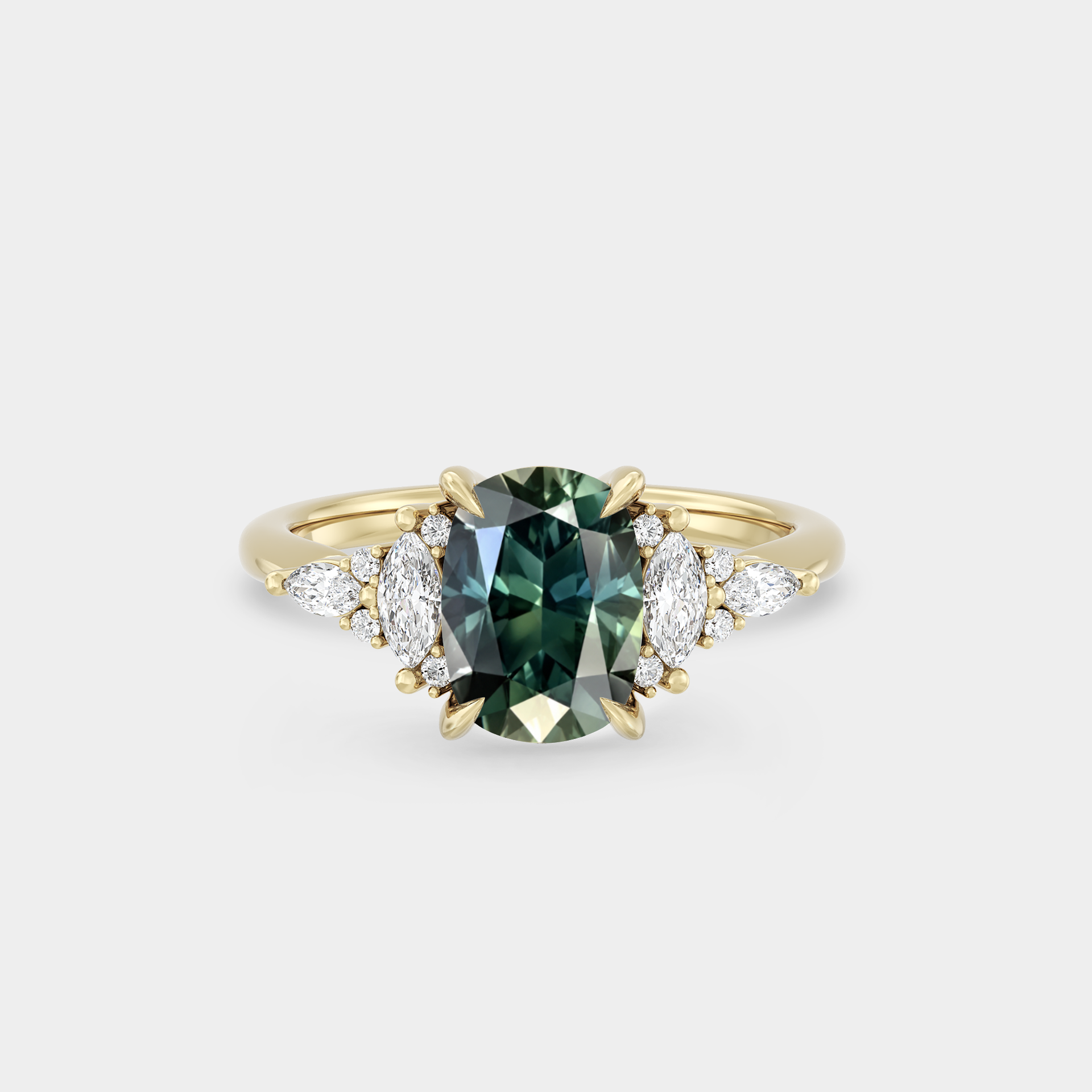Symmetrical Cluster of Cushion Sapphire