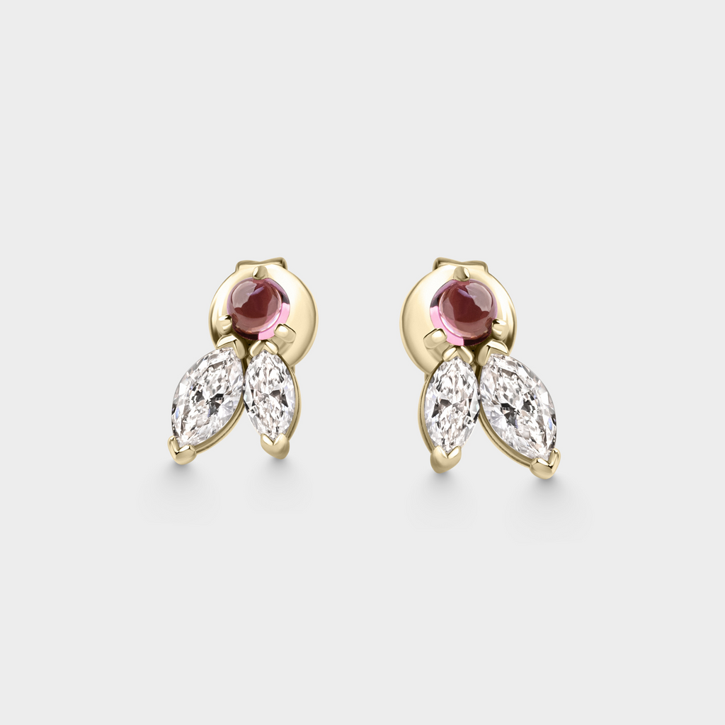 Marquise & Tourmaline Cabochon Studs