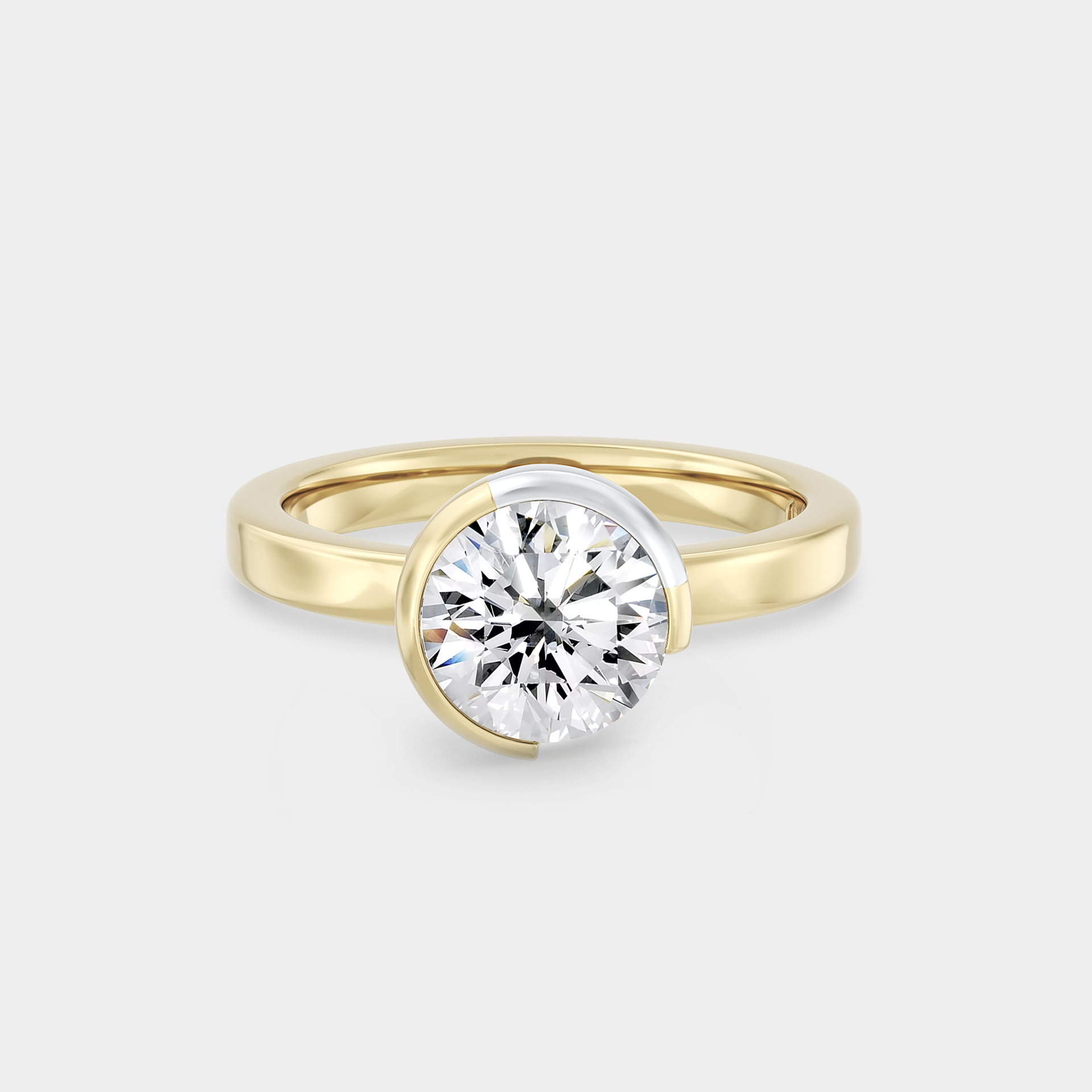Two Tone Bezel Solitaire of Round Brilliant