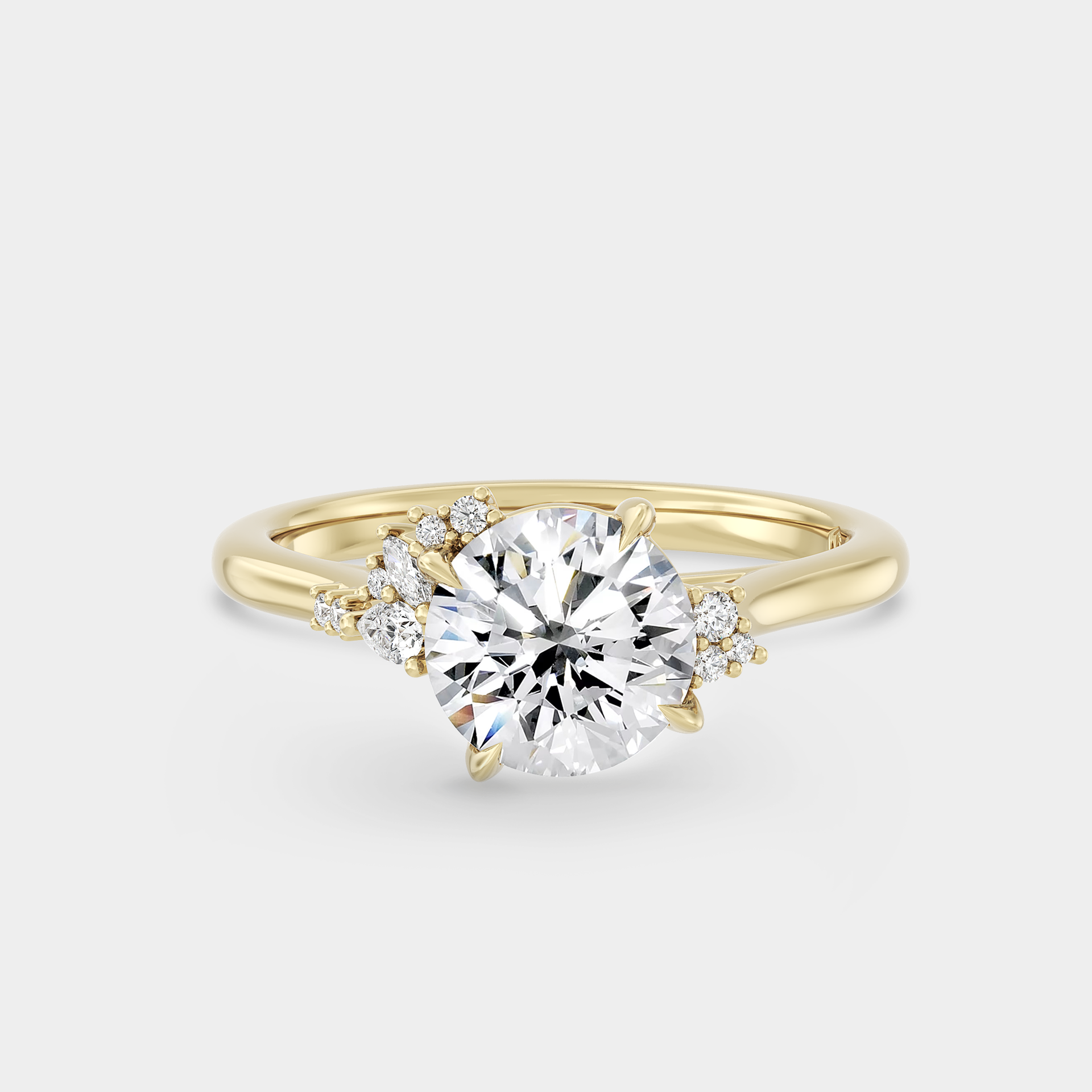 Asymmetrical Cluster of Lab Grown Round Diamond