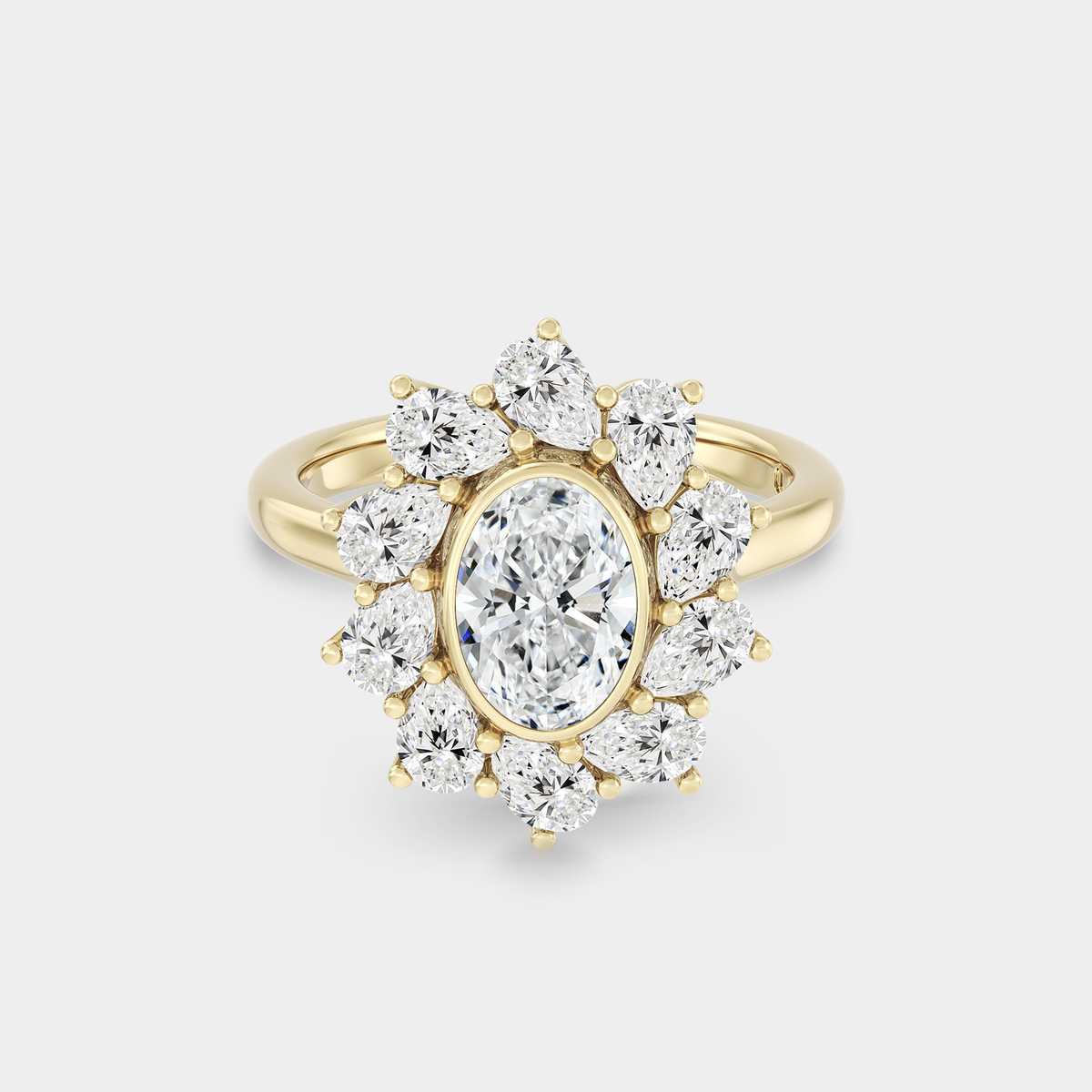 Floral Halo Cluster of Oval Lab Grown White Diamond