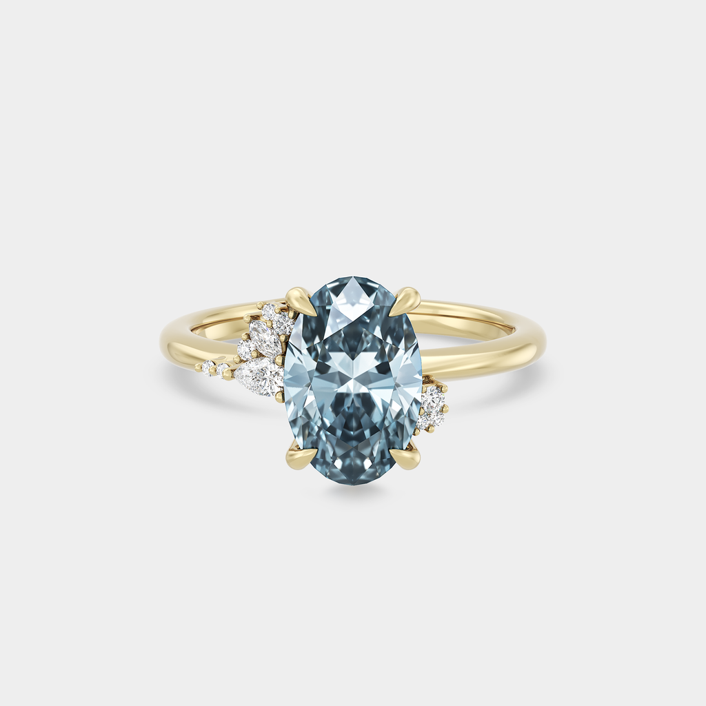 Asymmetrical Cluster of Blue Lab Grown Diamond