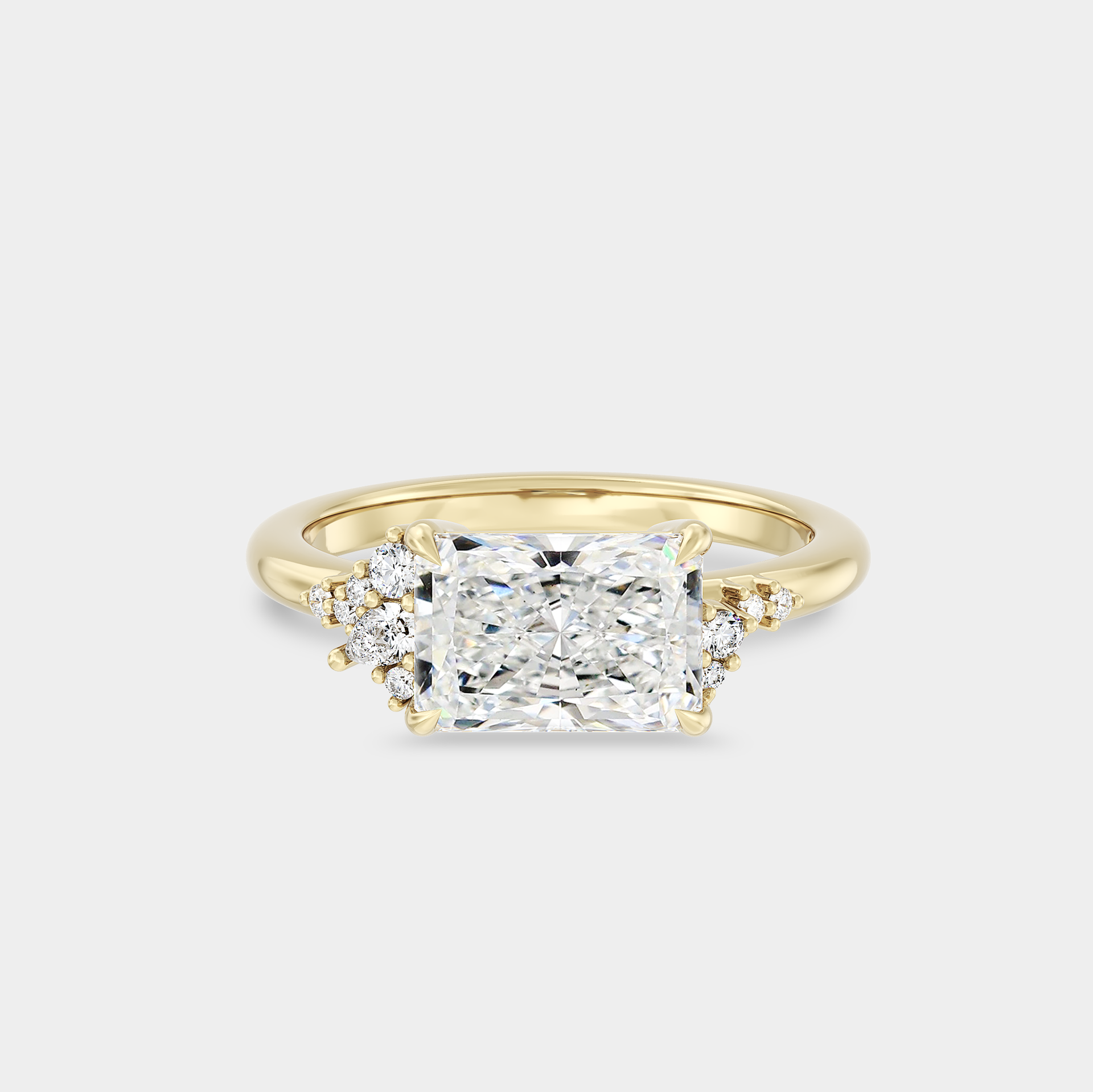East-West Cluster of Radiant Cut Lab Grown Diamond