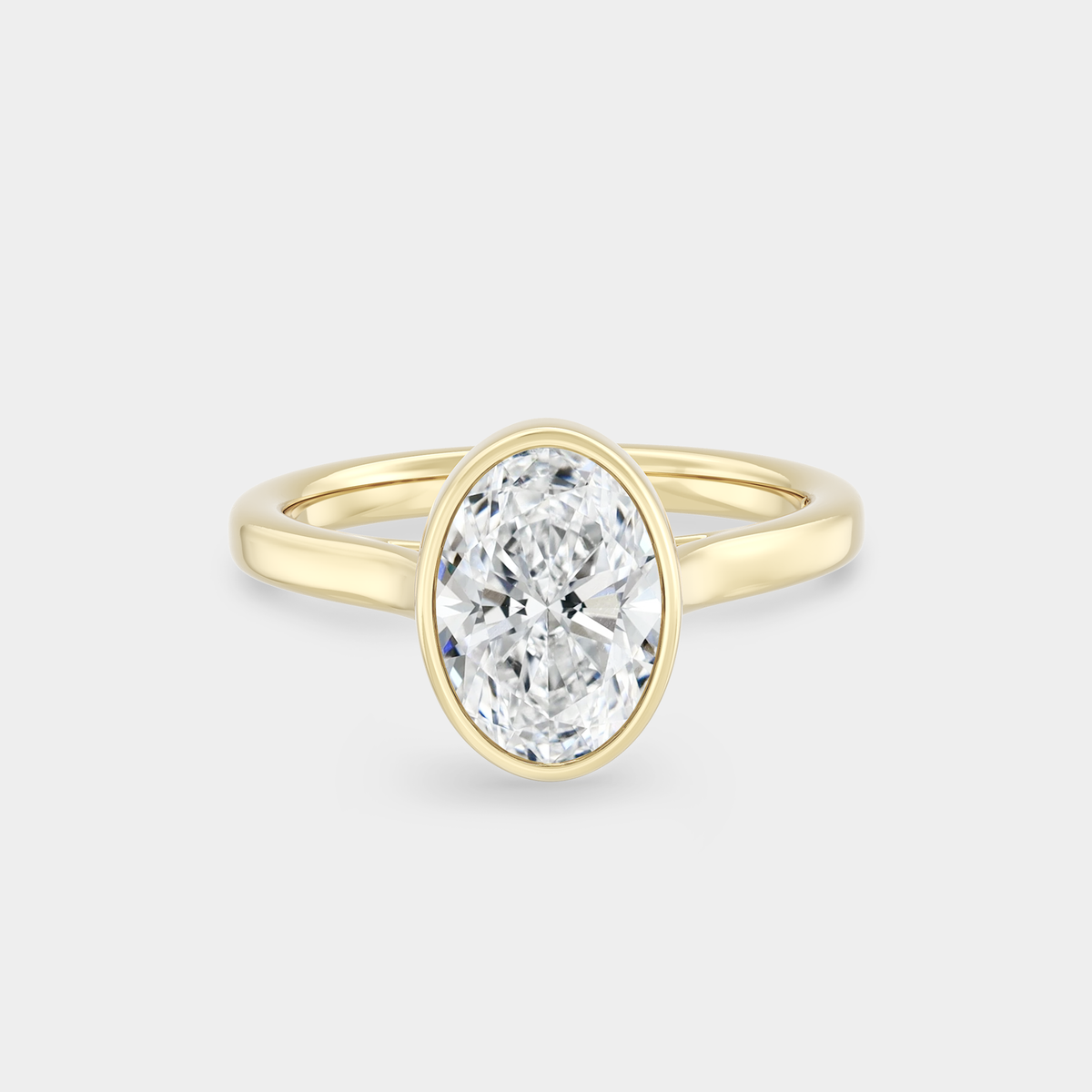 North-South Solitaire Bezel of Oval, Cathedral Set