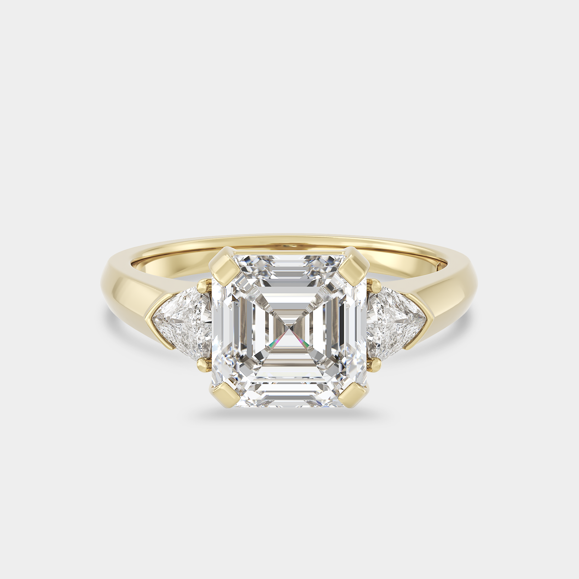 Three Stone of Asscher Cut Lab Grown Diamond & Trillion