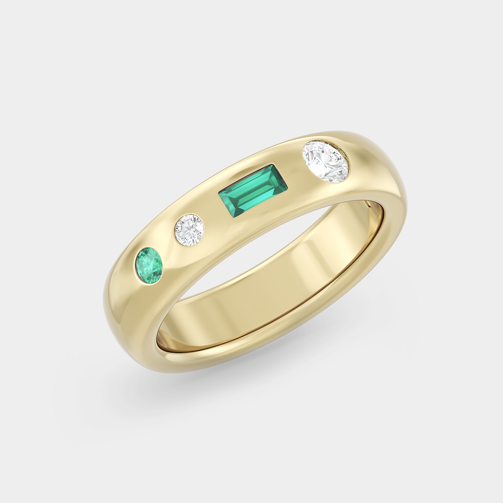 Half Dome of Green Emerald & Diamond