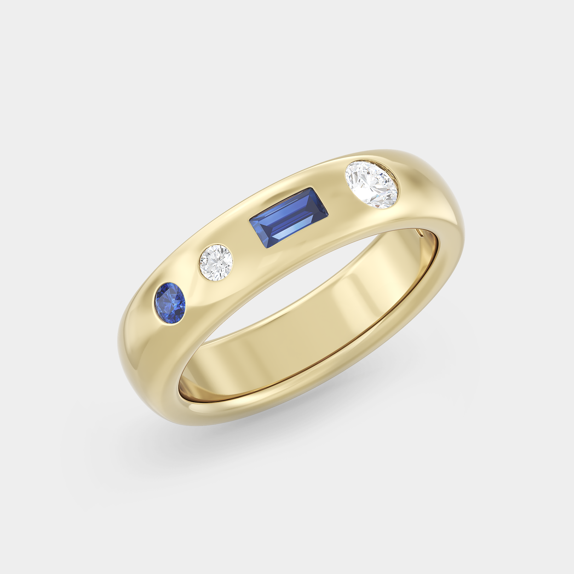 Half Dome of Blue Sapphire & Diamond