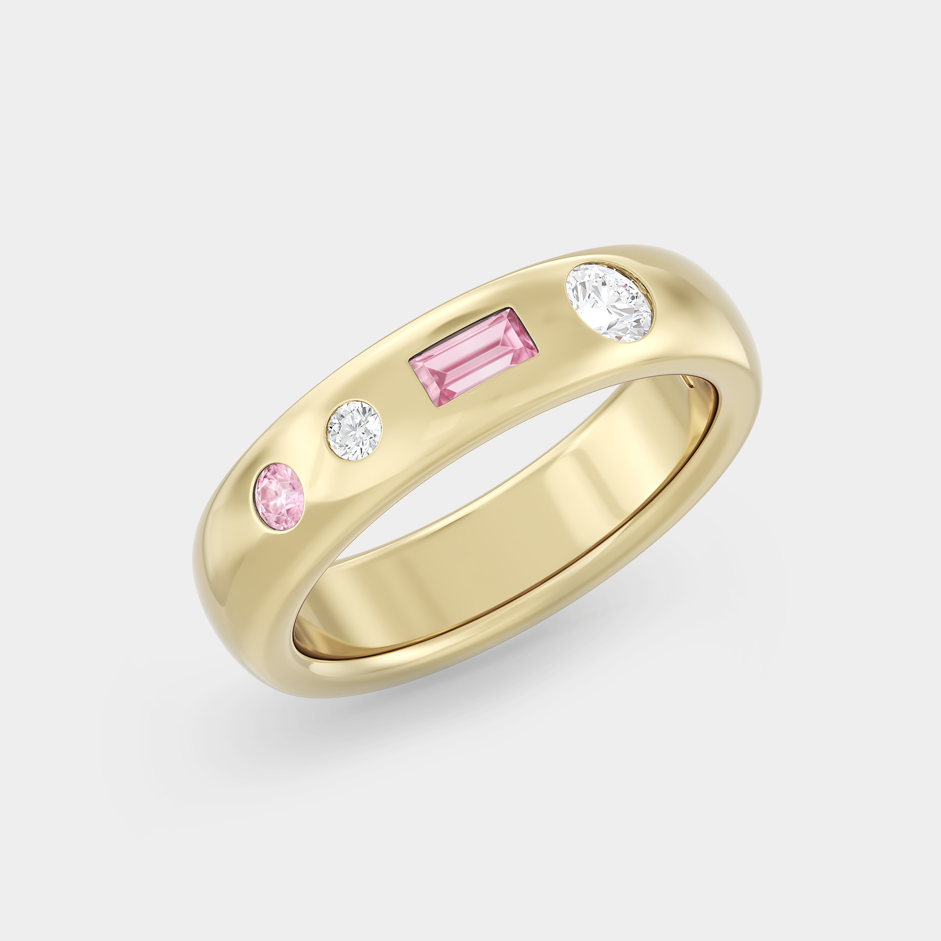 Half Dome of Pink Sapphire & Diamond